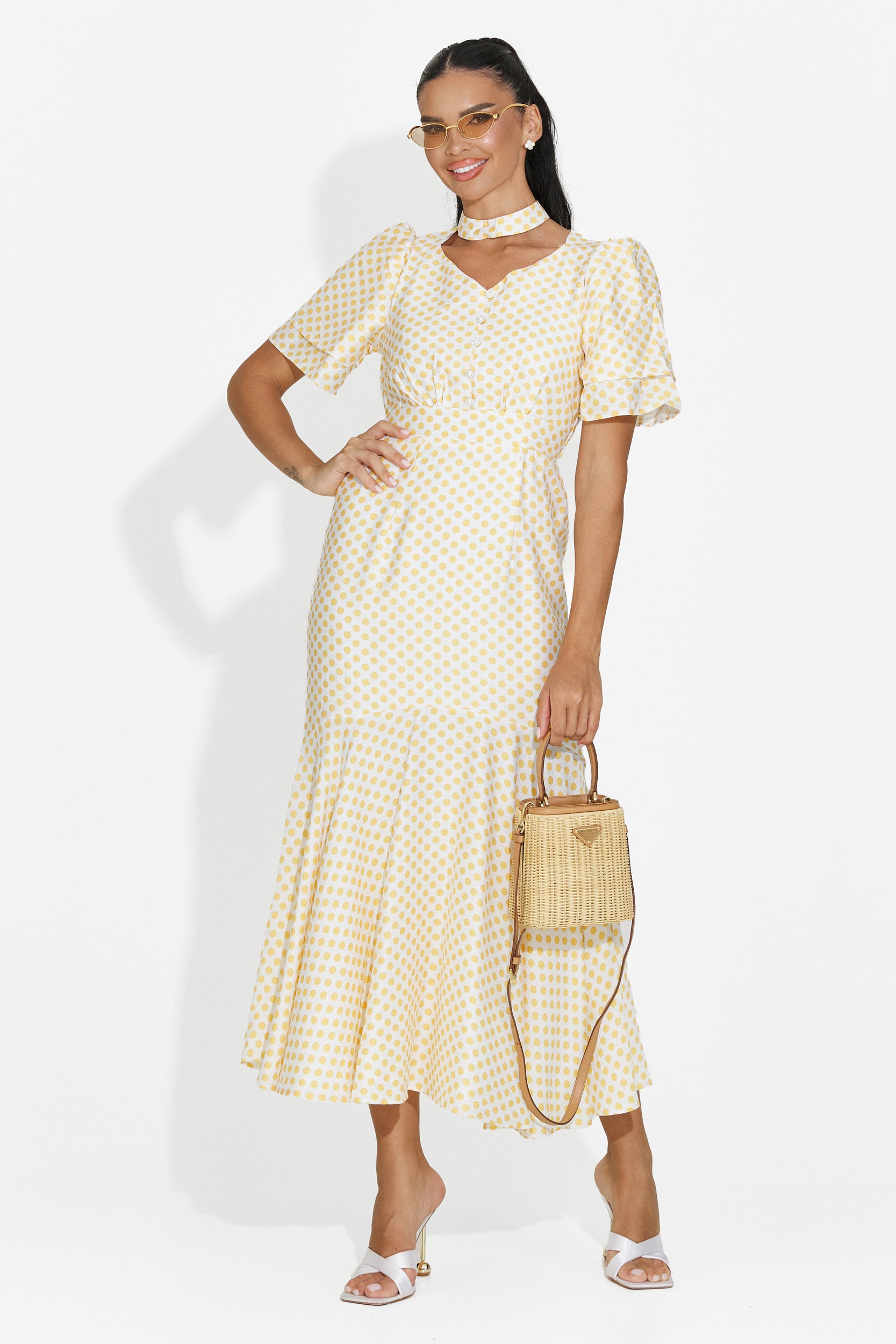 Midi yellow women's dress Antoneia Bogas