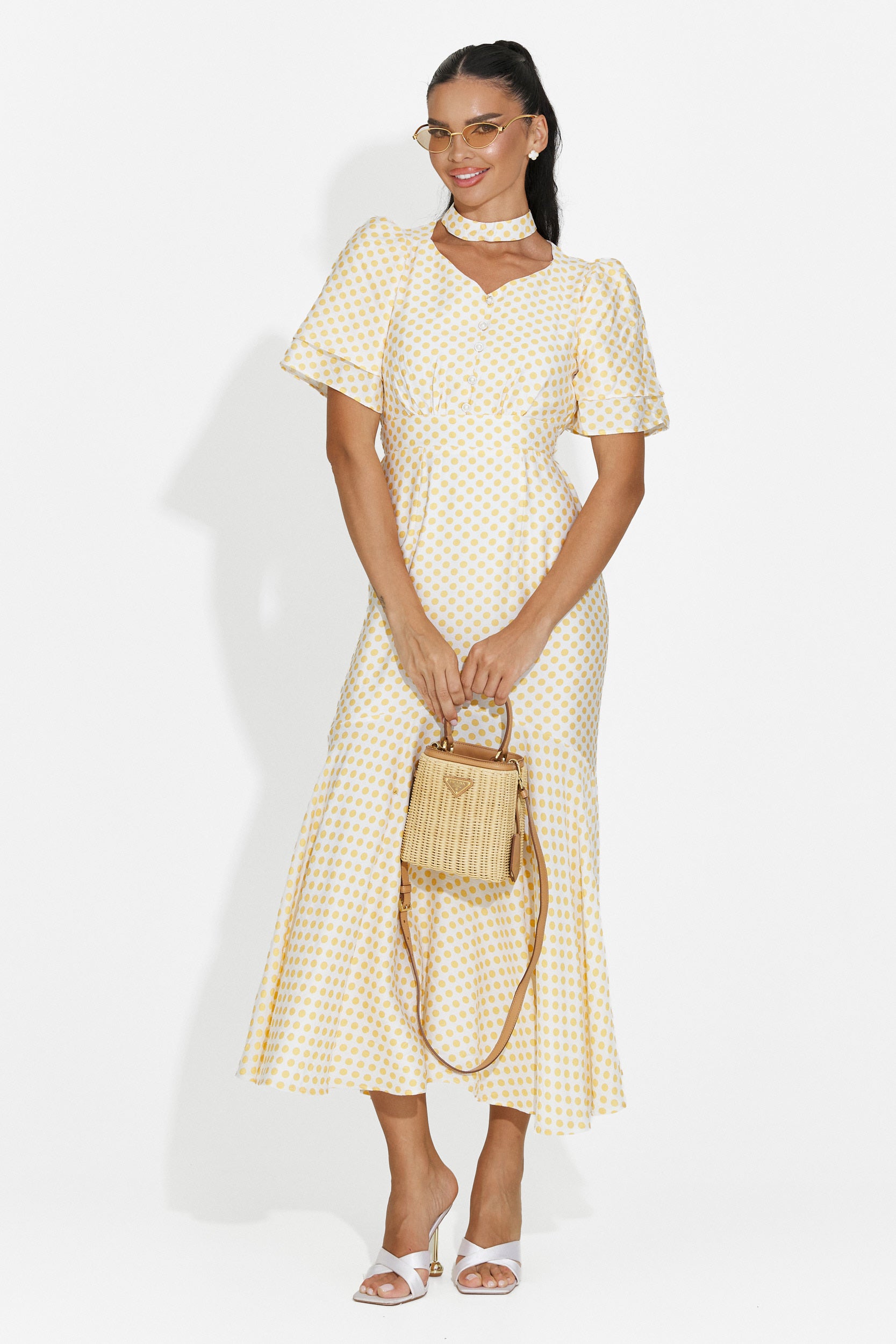 Midi yellow women's dress Antoneia Bogas