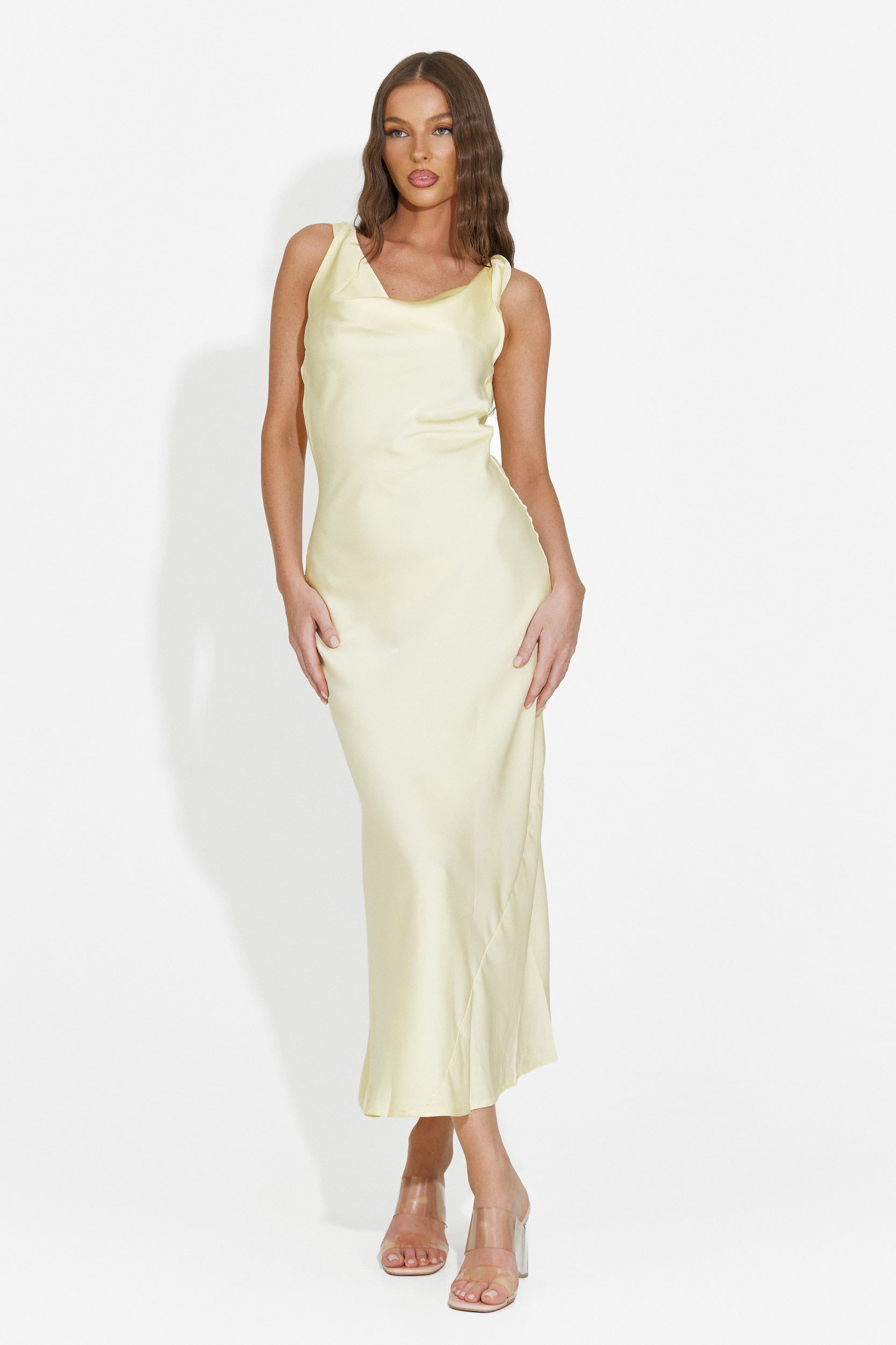 Yellow midi women's dress Aliria Bogas