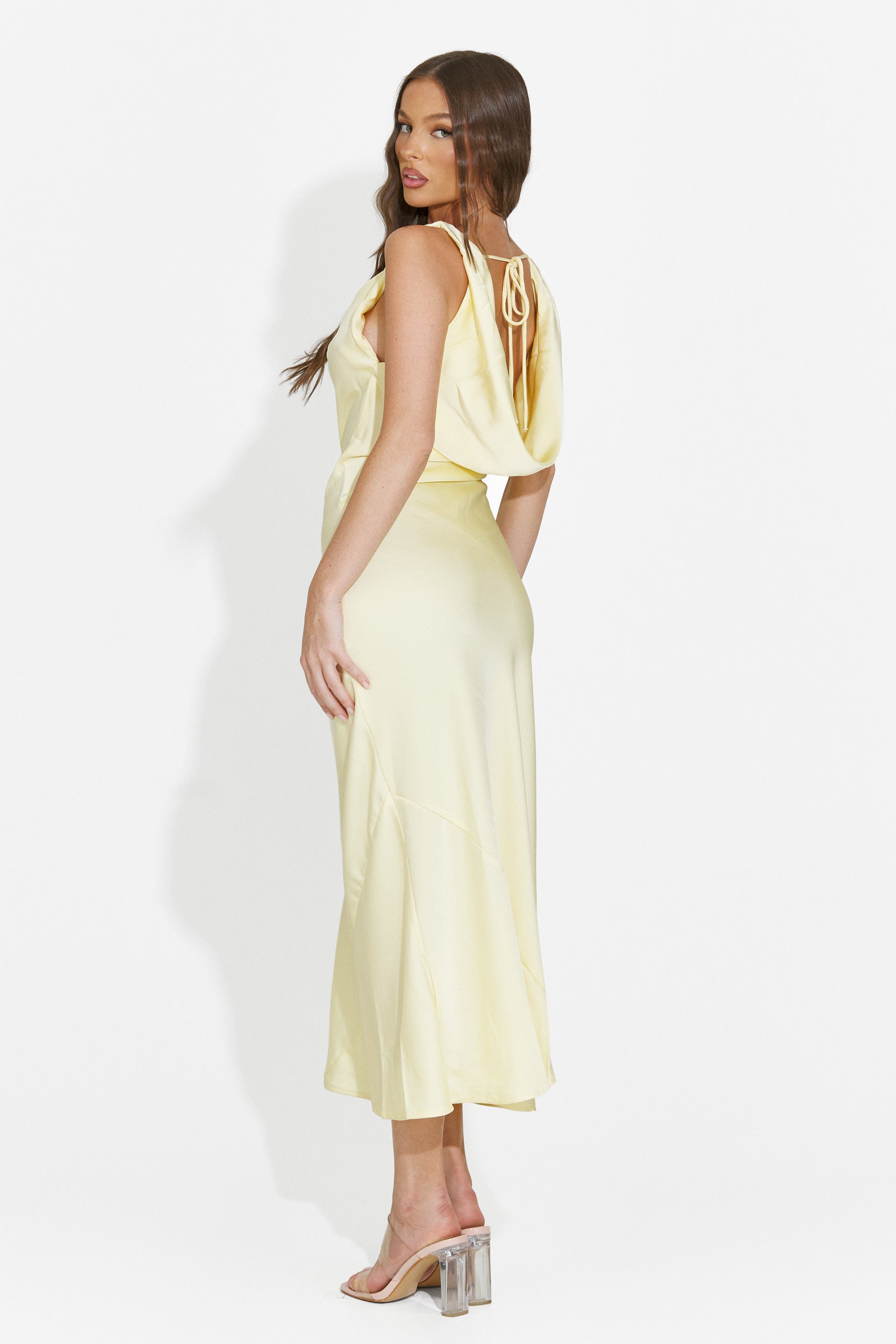 Yellow midi women's dress Aliria Bogas