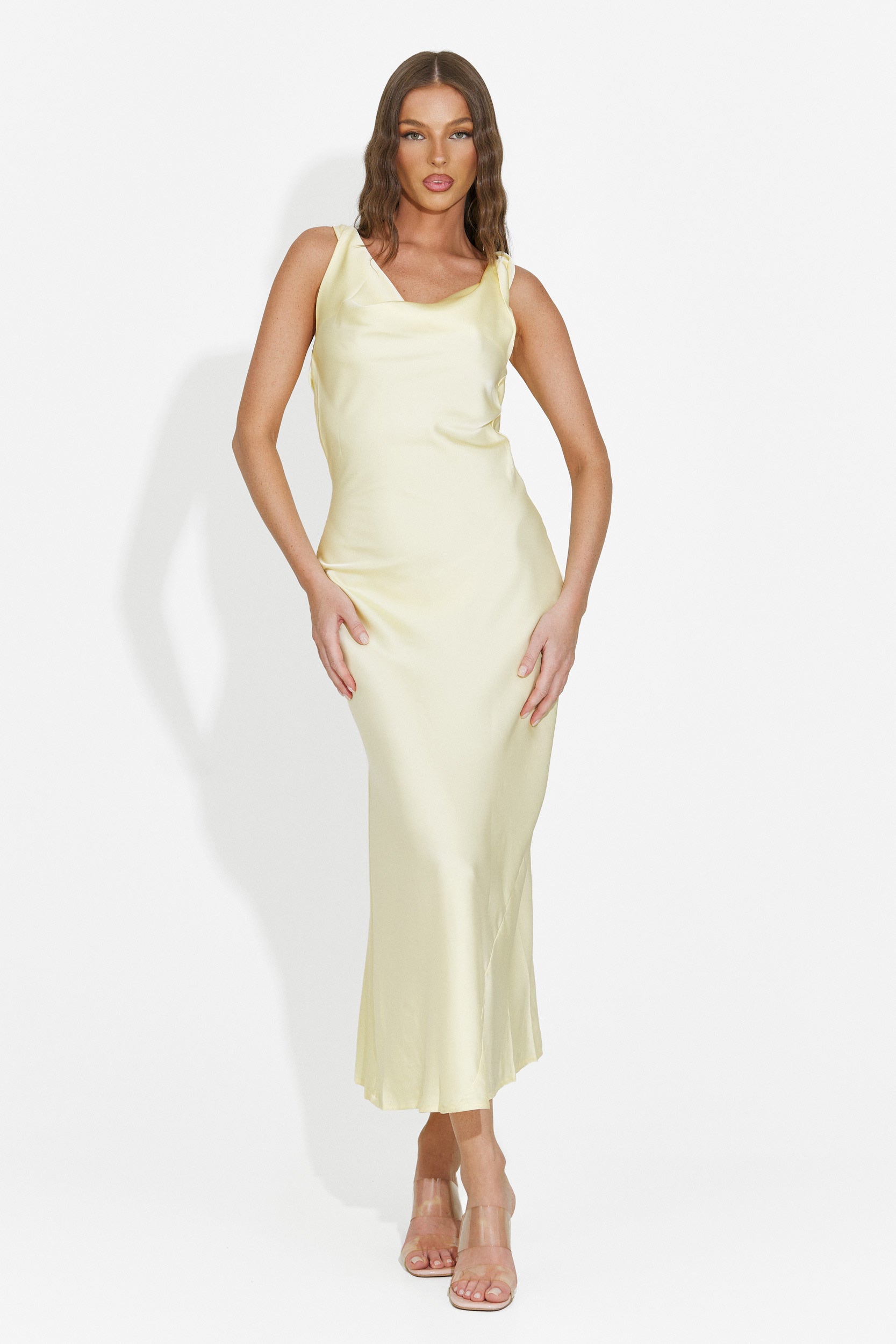 Yellow midi women's dress Aliria Bogas
