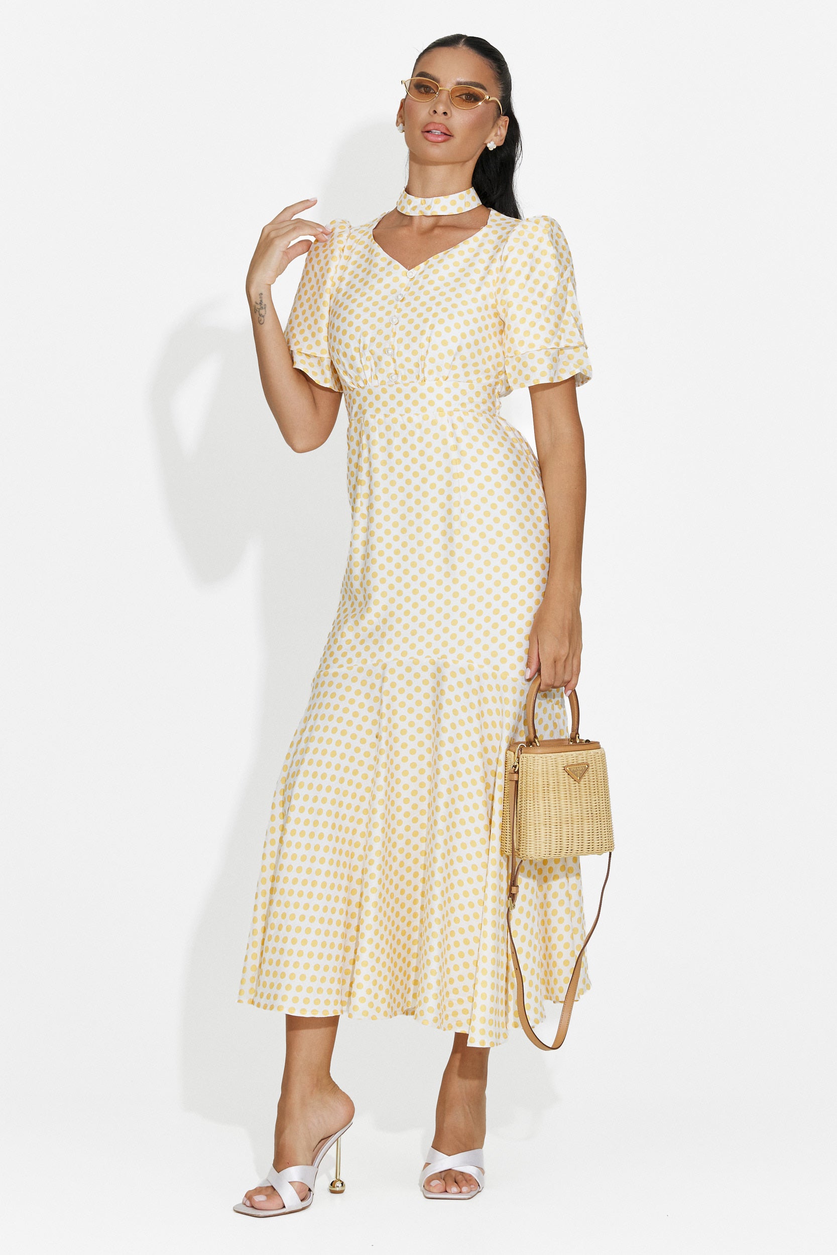 Midi yellow women's dress Antoneia Bogas