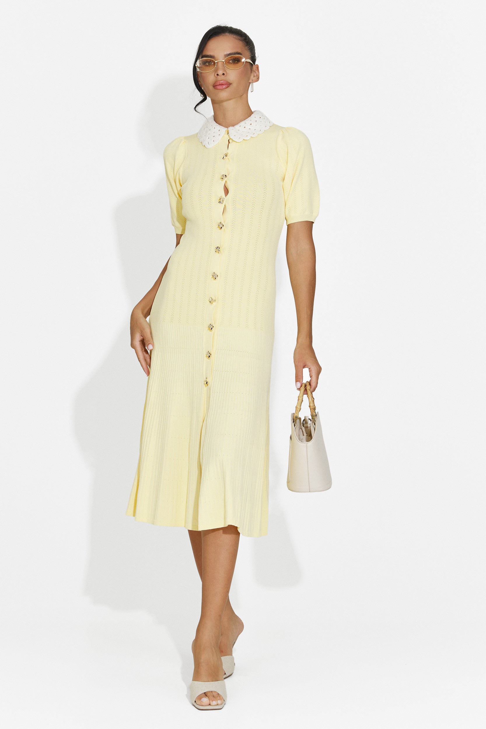 Vestido midi amarillo de mujer Ernesta Bogas
