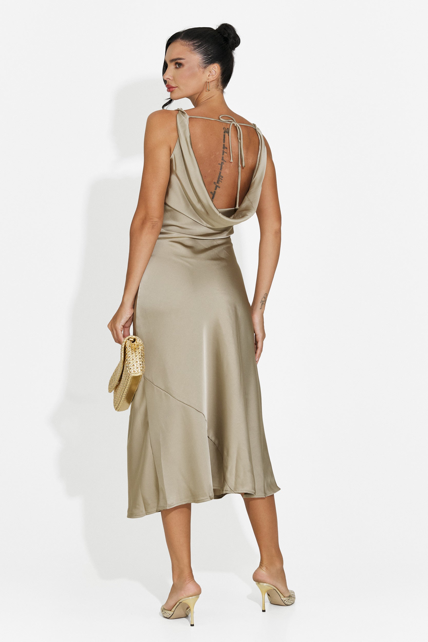 Greige midi women's dress Aliria Bogas