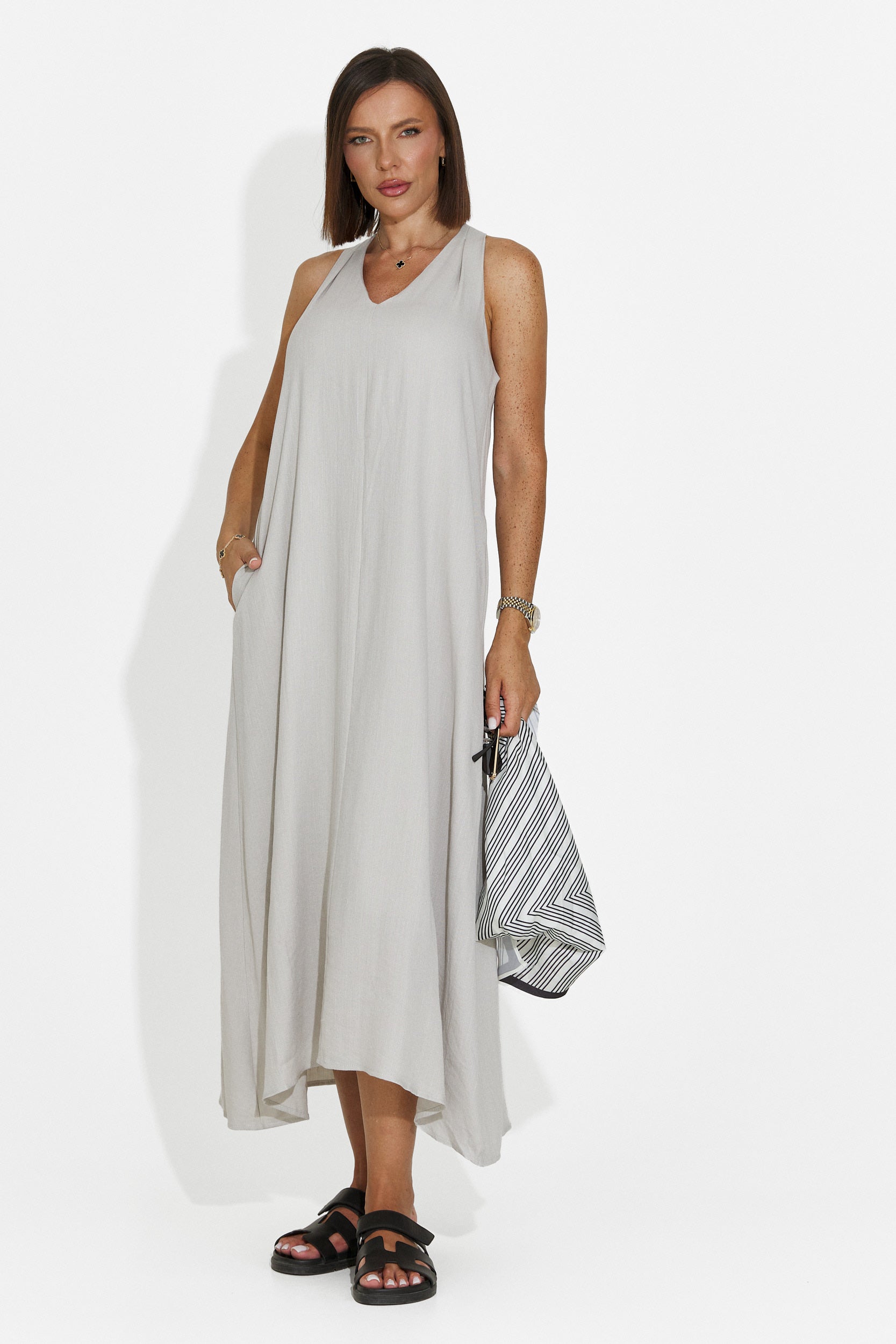 Damen-Midi-Kleid grau Alievia Bogas