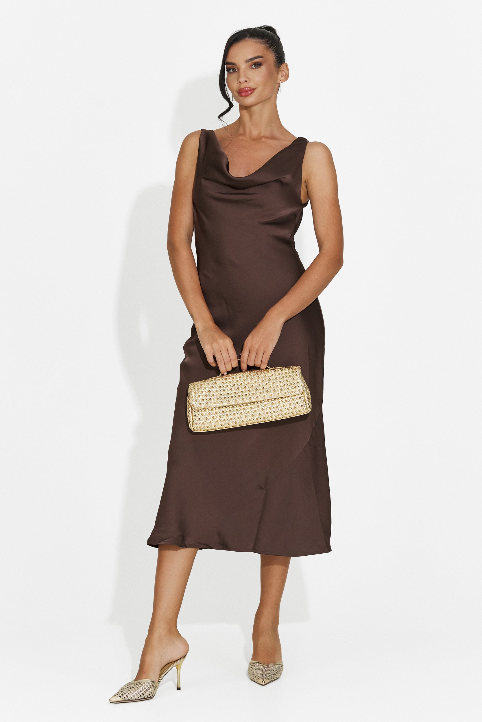 Brown midi women's dress Aliria Bogas