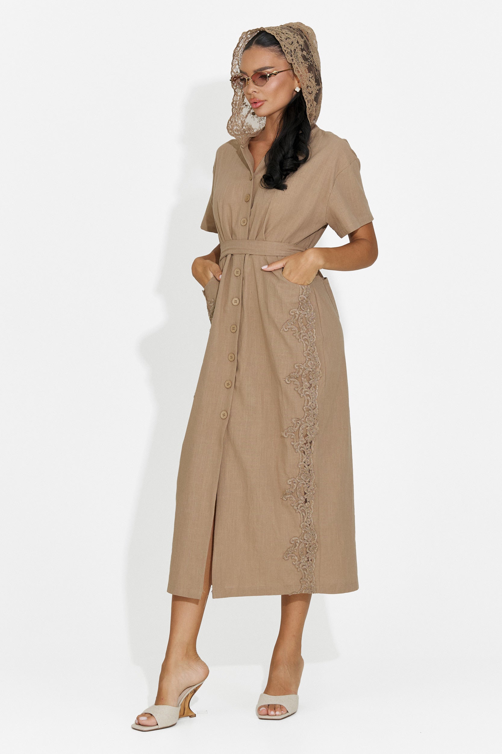 Women's midi brown dress Aneira Bogas