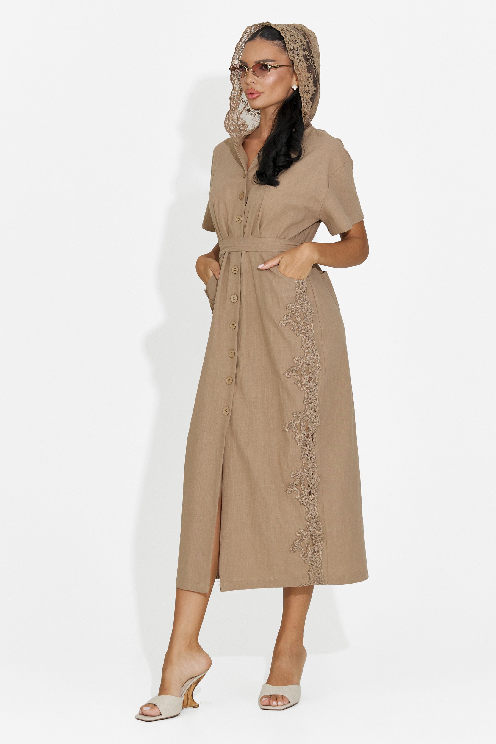 Women's midi brown dress Aneira Bogas