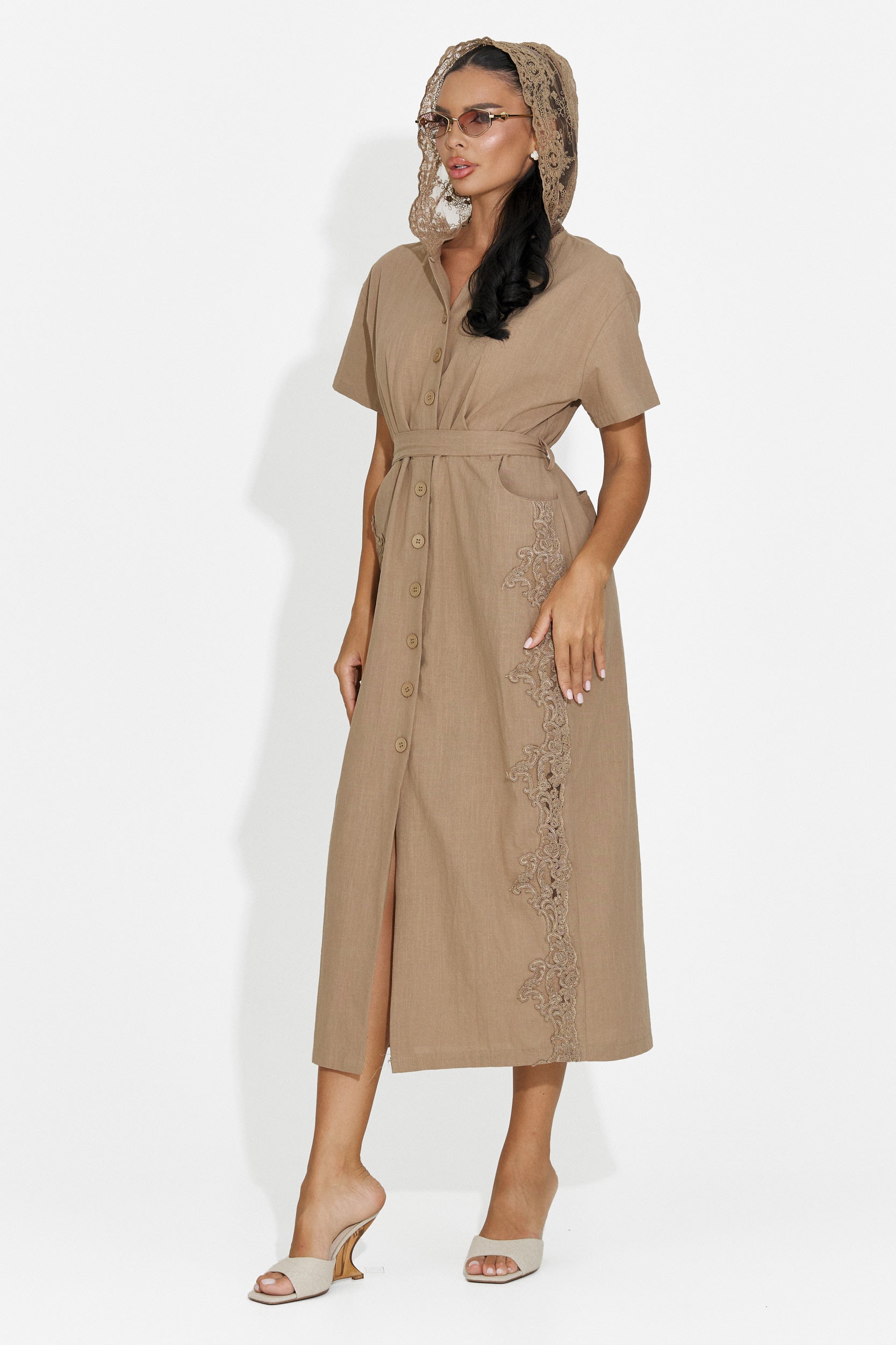 Women's midi brown dress Aneira Bogas