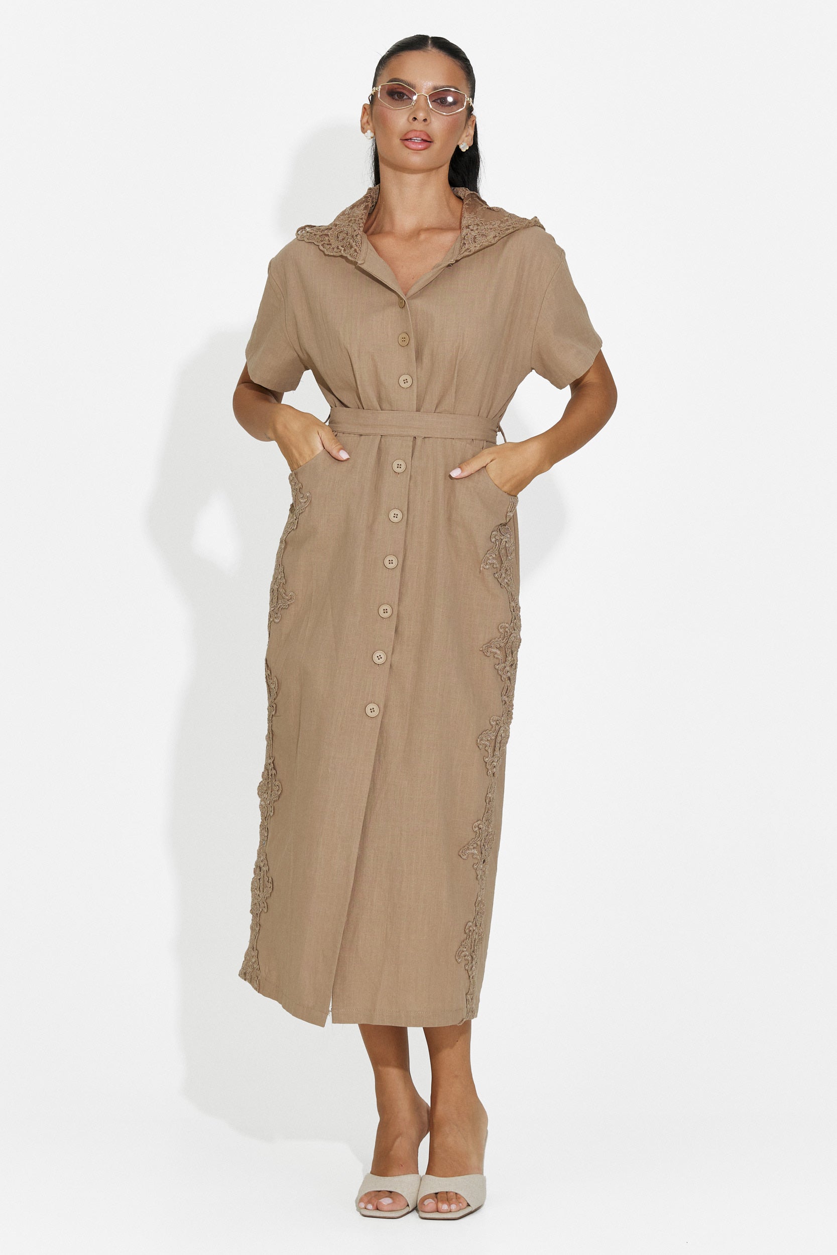 Women's midi brown dress Aneira Bogas