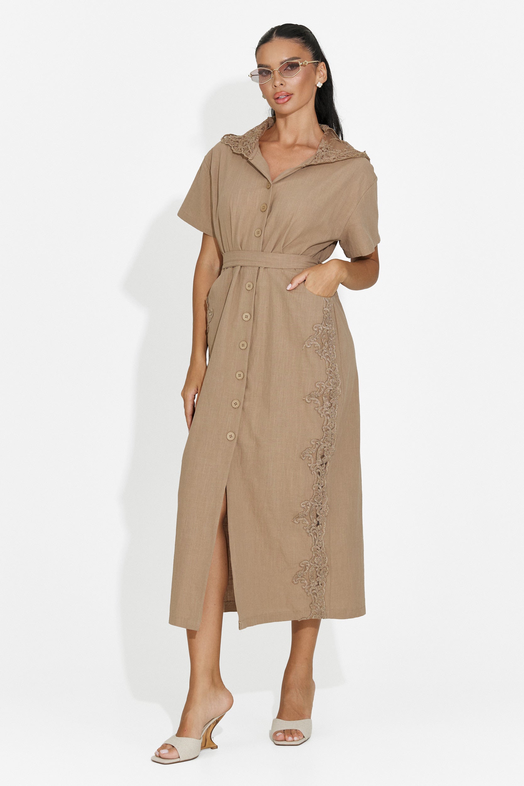 Women's midi brown dress Aneira Bogas
