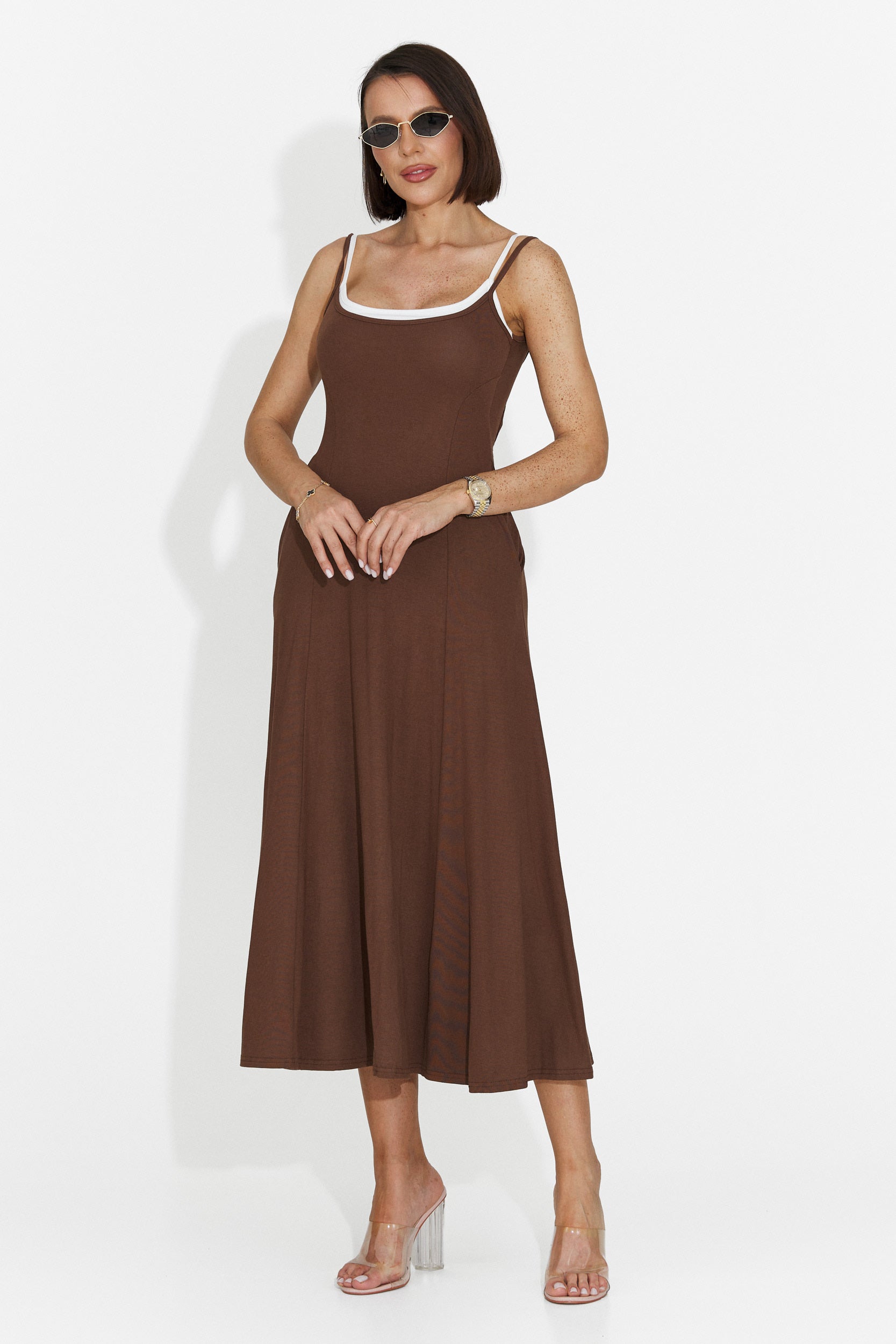 Rochie dama midi maro Anuria Bogas