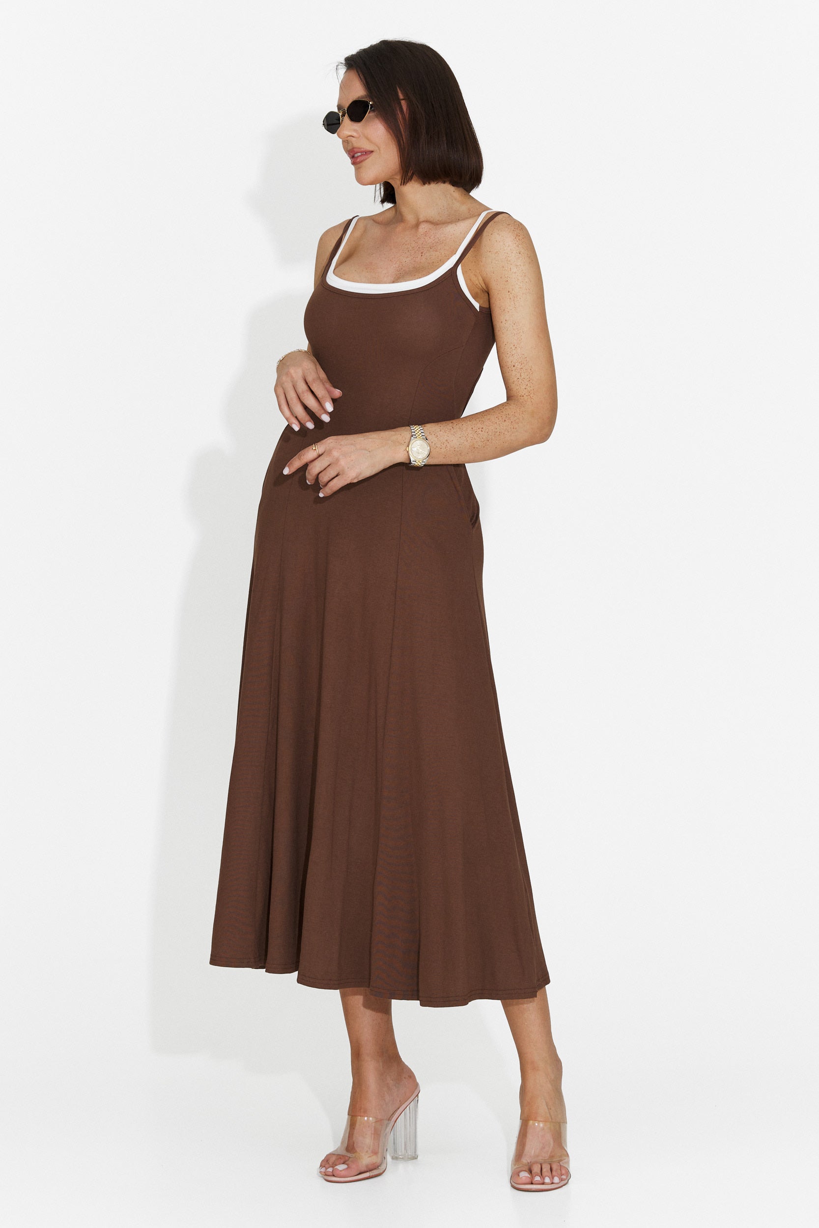 Rochie dama midi maro Anuria Bogas