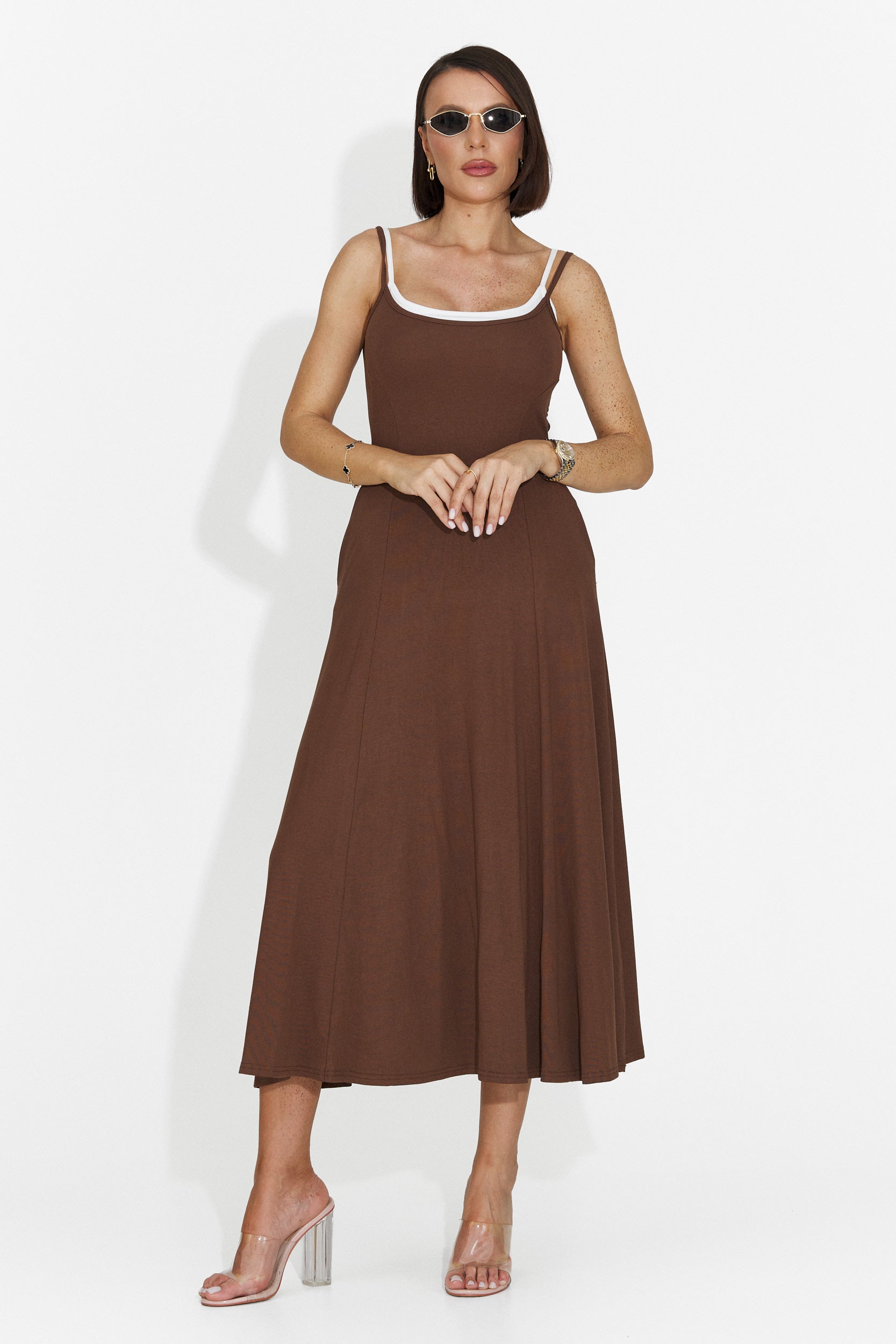 Rochie dama midi maro Anuria Bogas