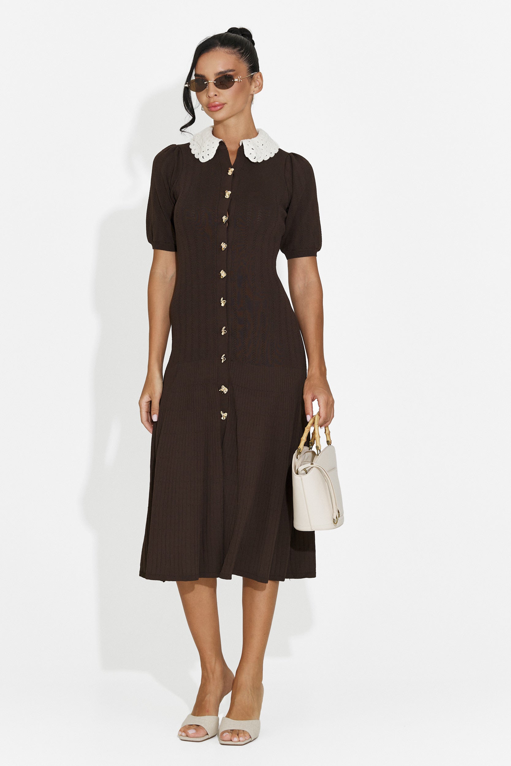 Midi brown women's dress Ernesta Bogas