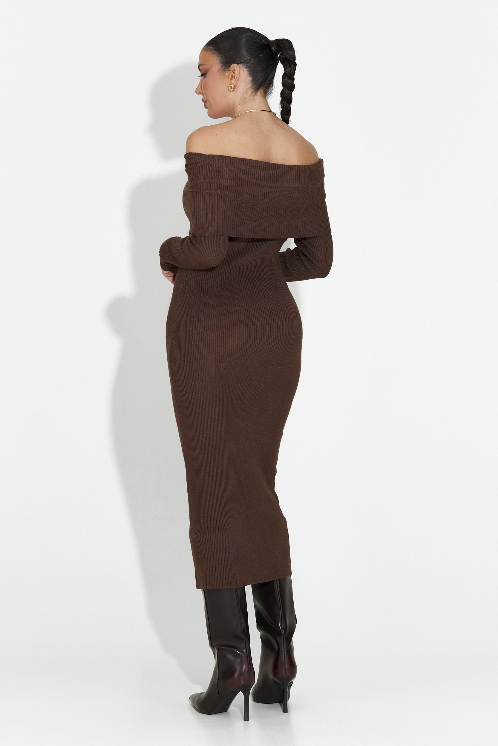 Velana Bogas Brown Midi Dress for Women