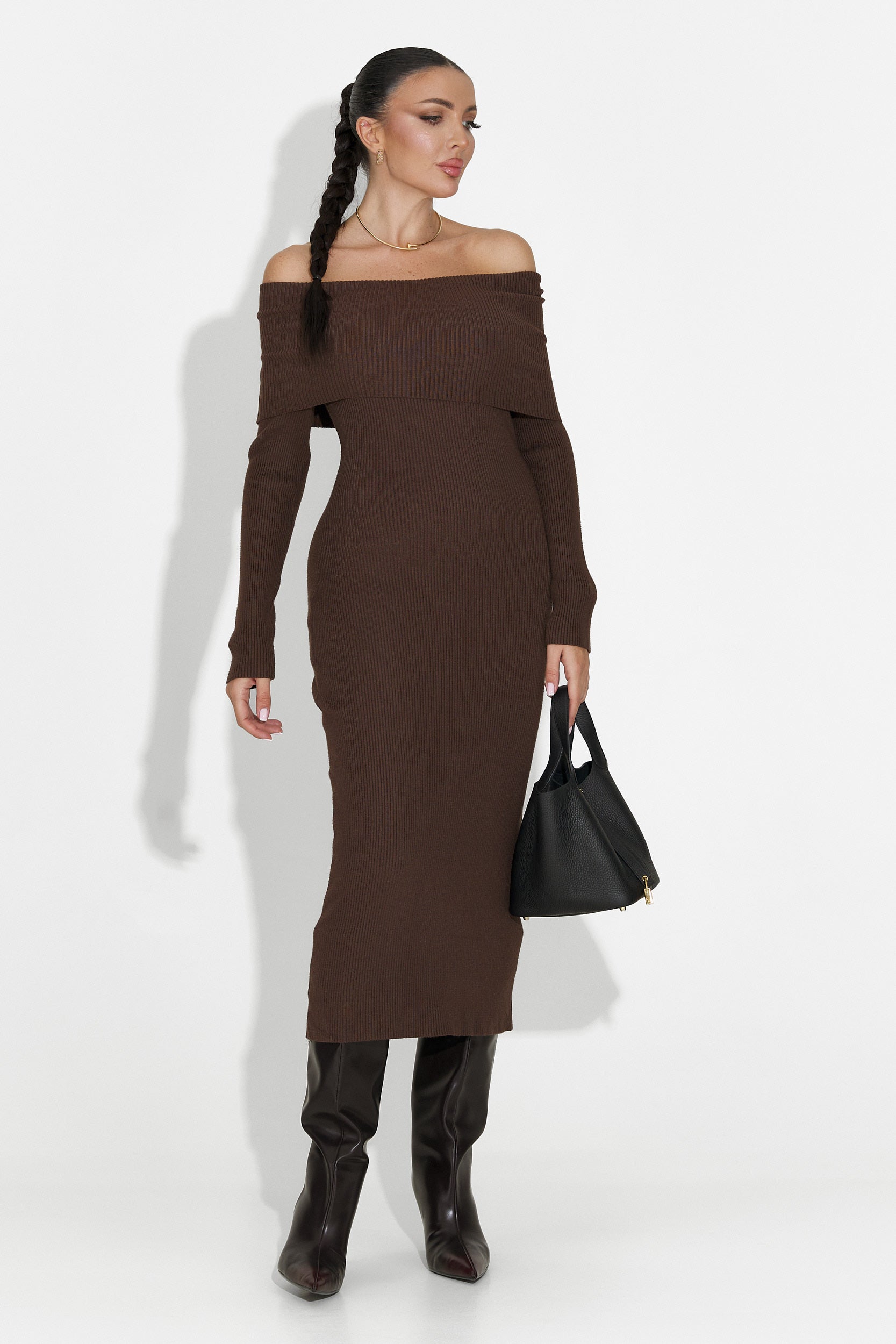 Velana Bogas Brown Midi Dress for Women