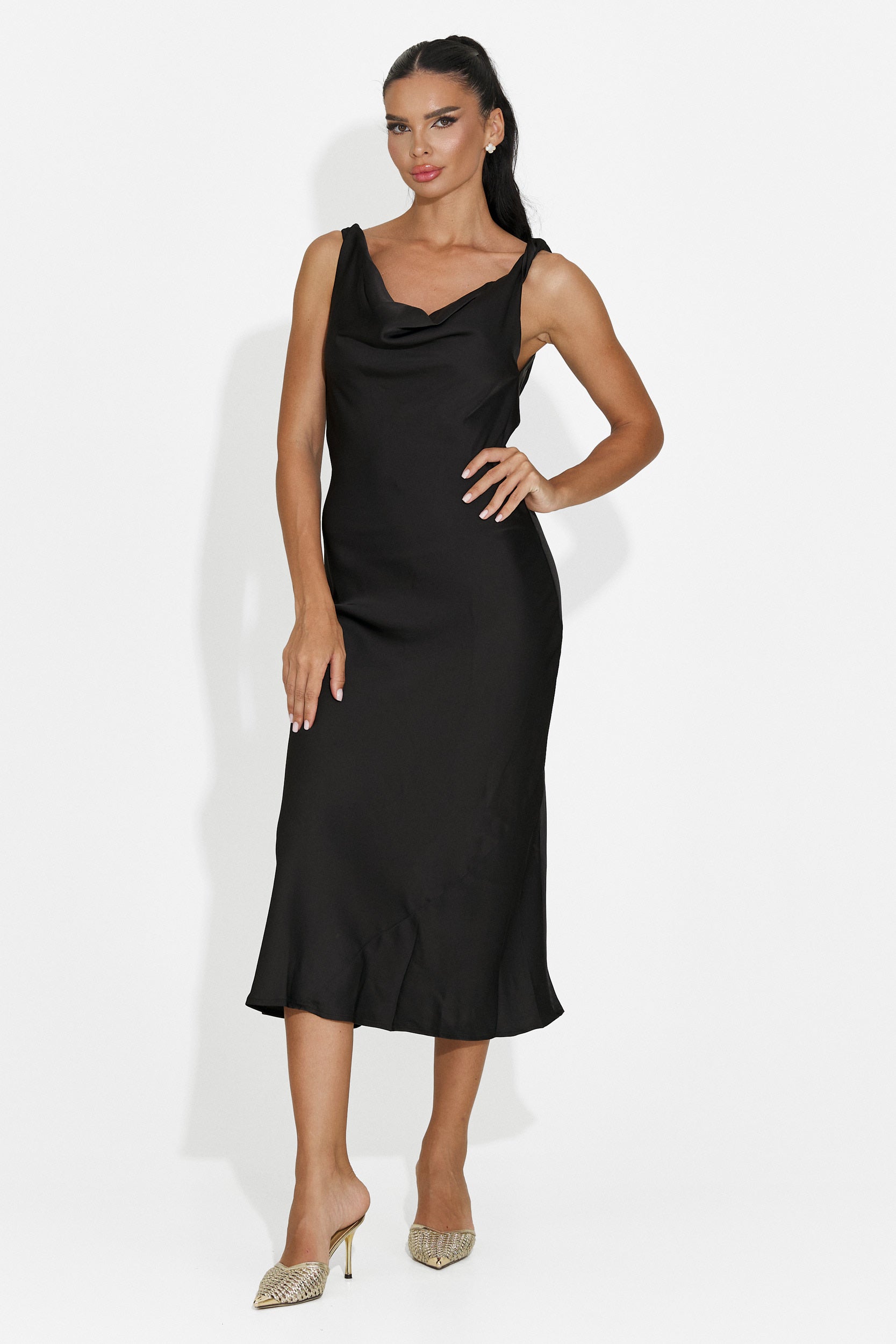 Black midi women's dress Aliria Bogas