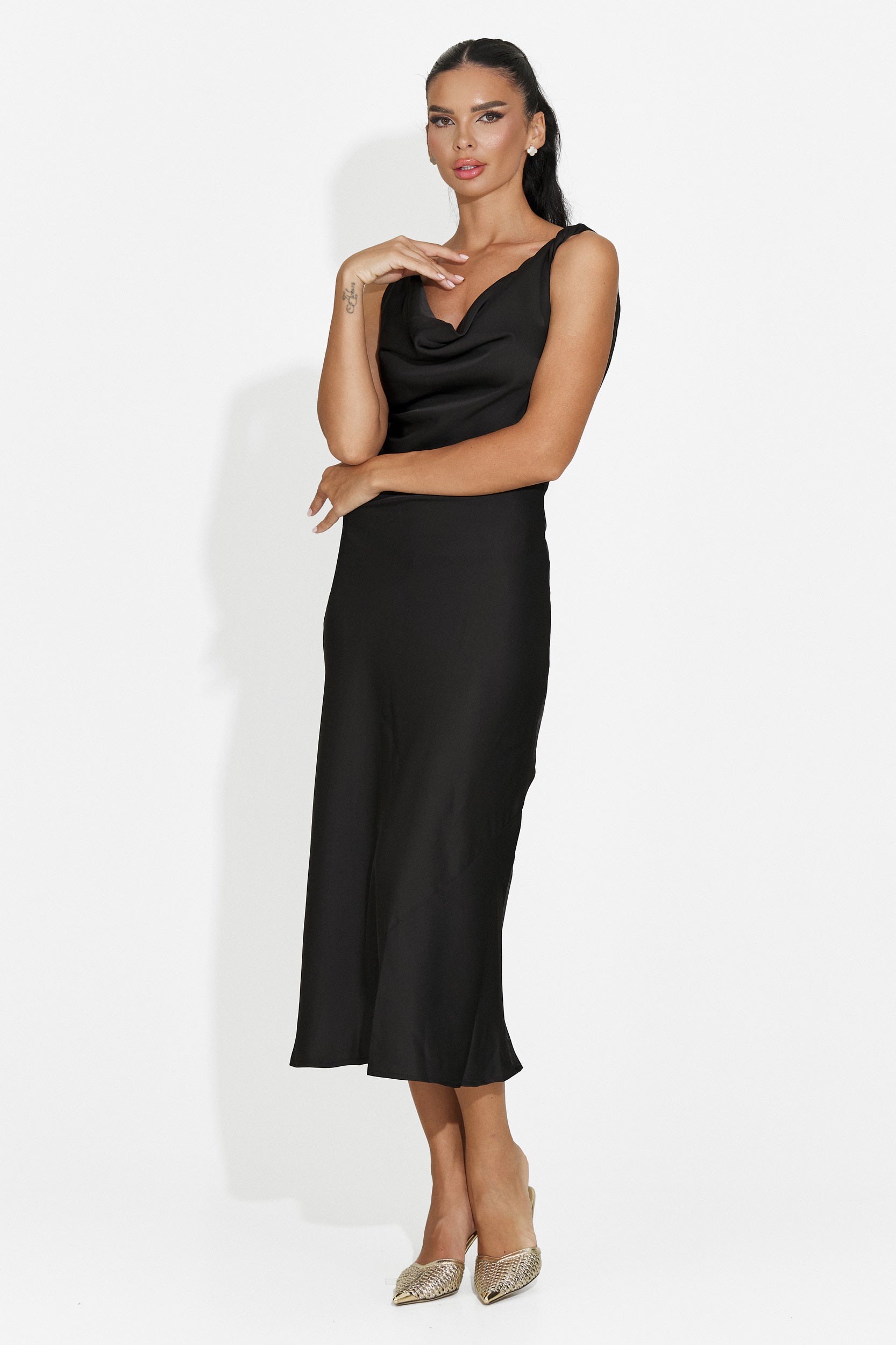 Black midi women's dress Aliria Bogas