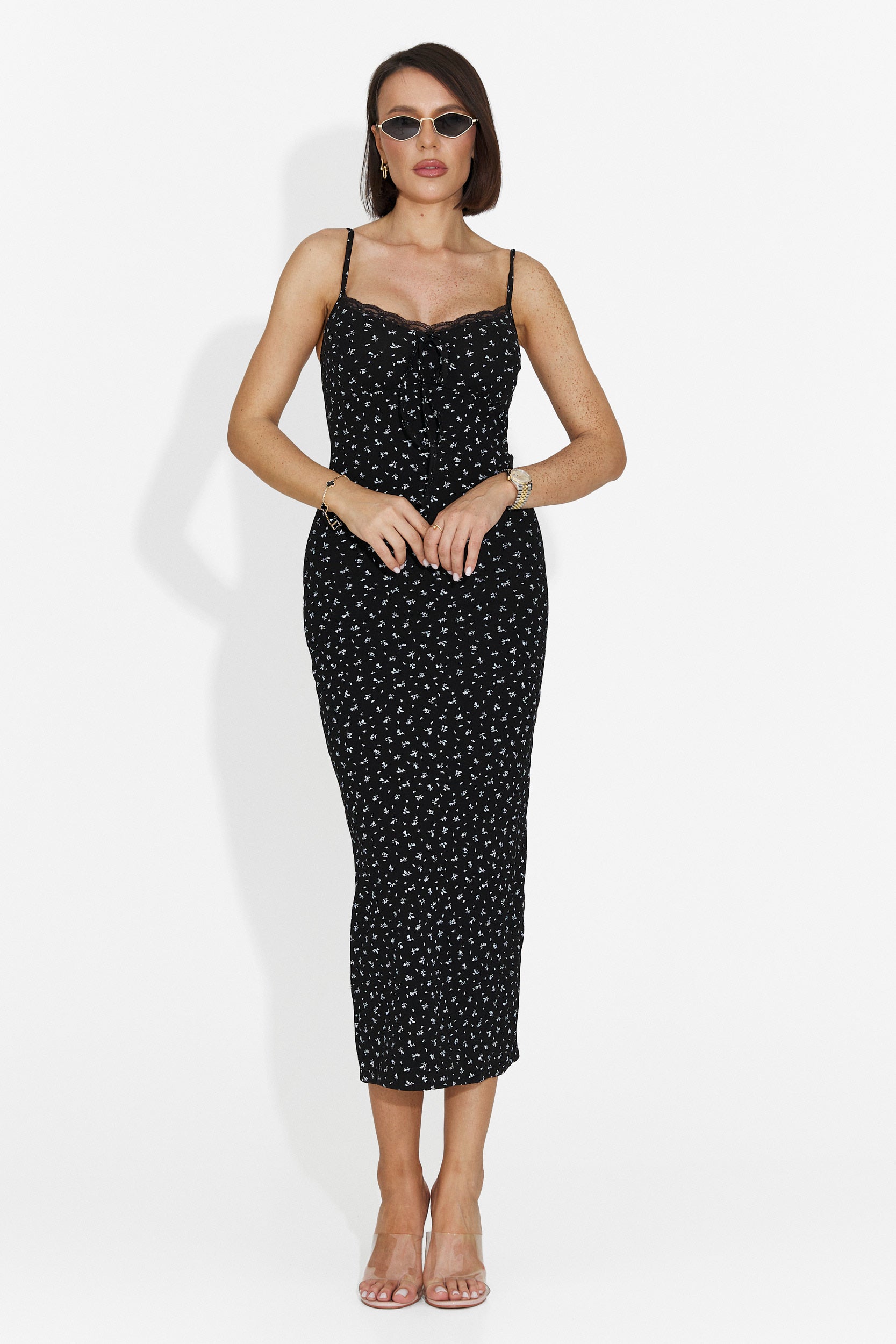 Robe Midi Noire Anamia Bogas pour Femmes