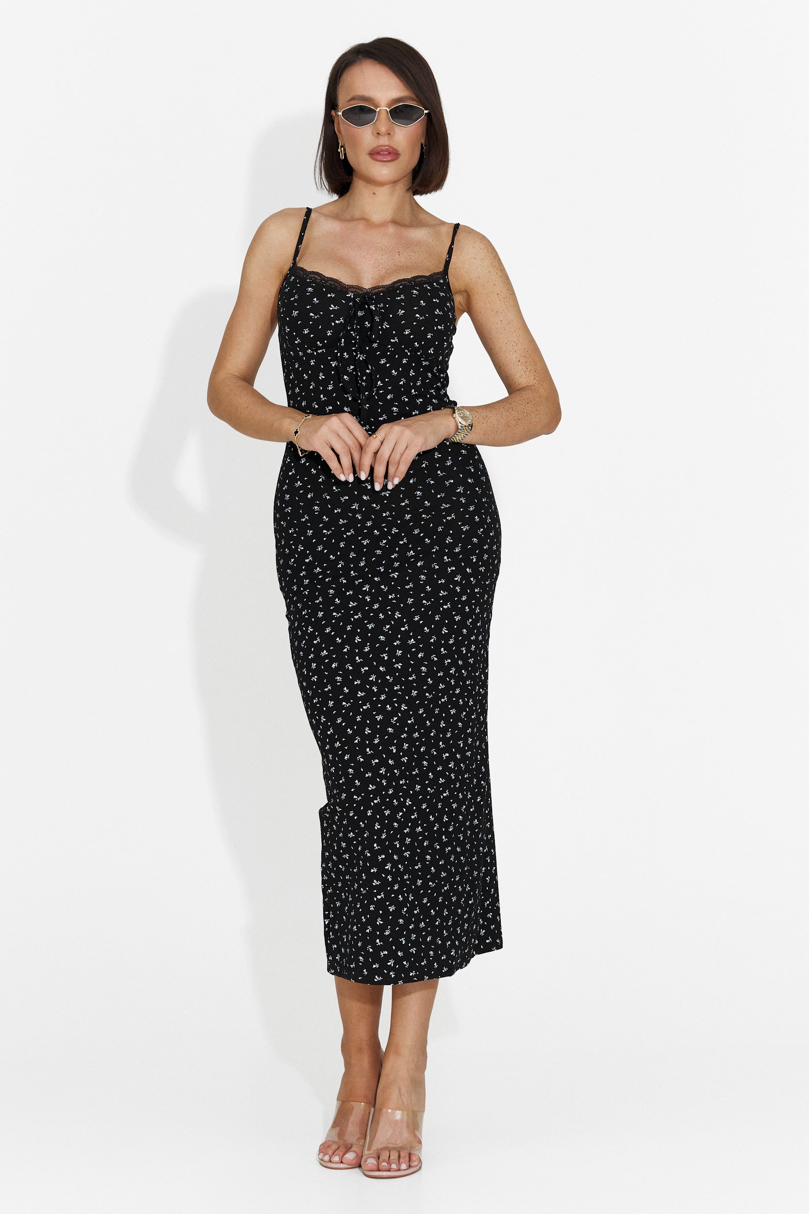 Robe Midi Noire Anamia Bogas pour Femmes