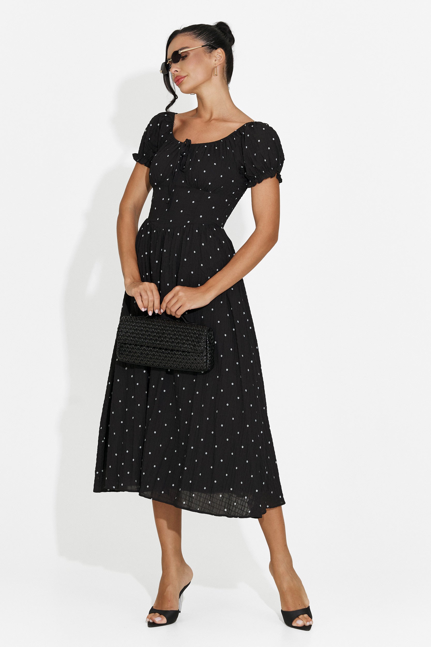 Vestido midi negro de mujer Elvilia Bogas