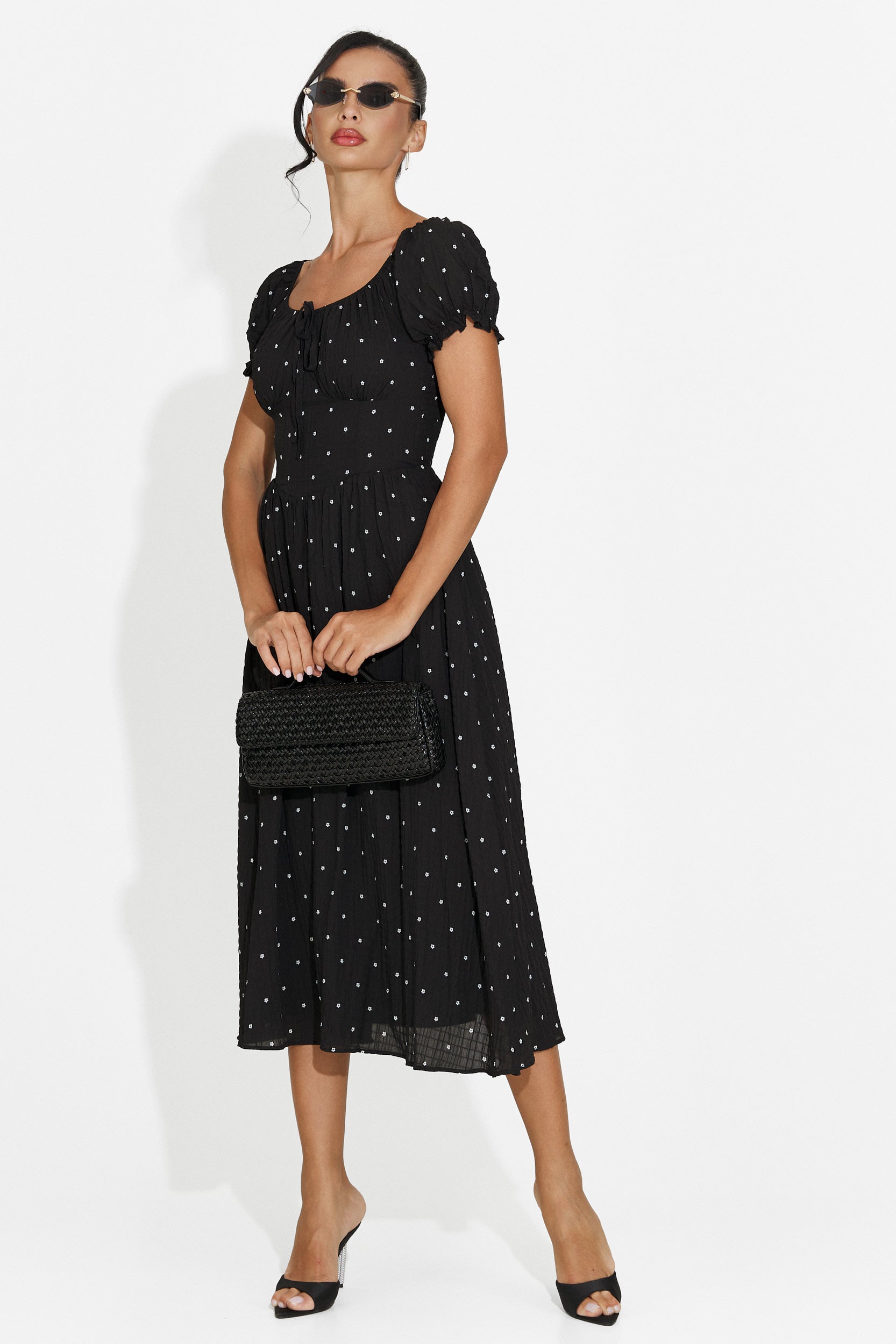 Vestido midi negro de mujer Elvilia Bogas