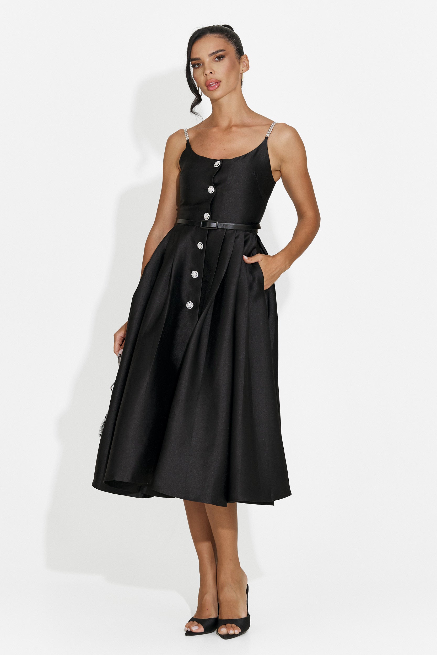Women's midi black dress Florinela Bogas