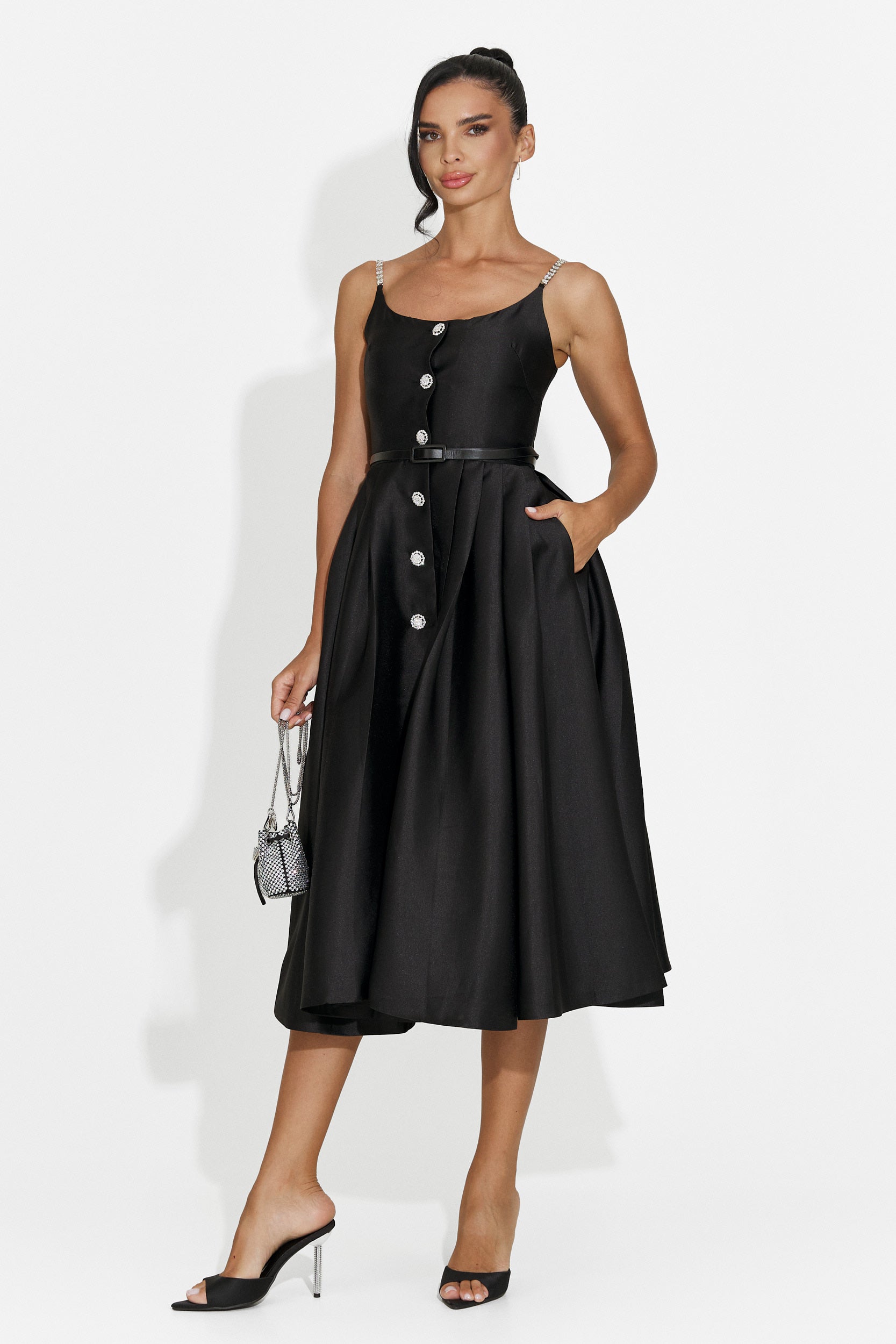 Women's midi black dress Florinela Bogas