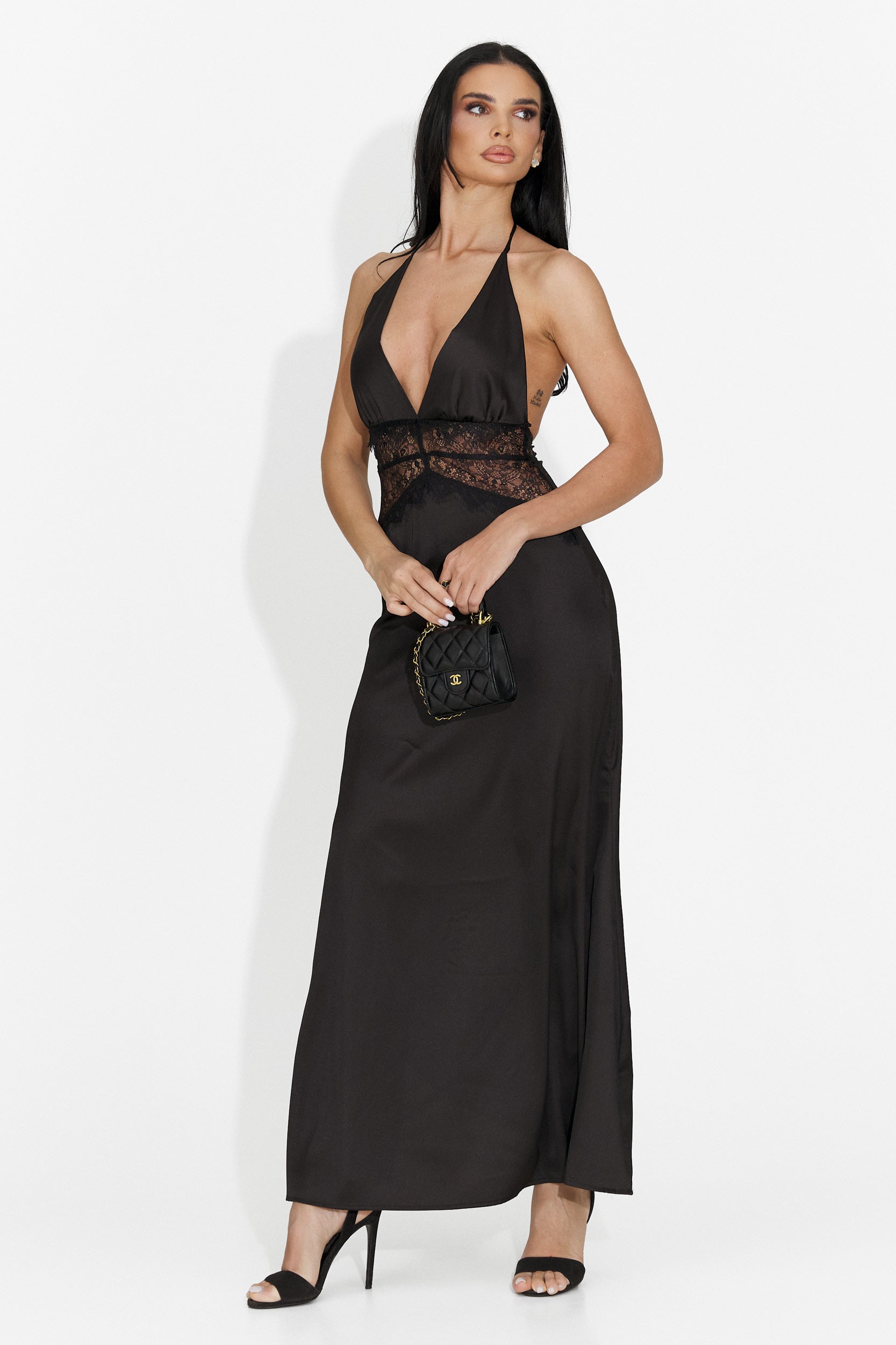 Otivera Bogas Schwarzes Midi-Kleid für Frauen