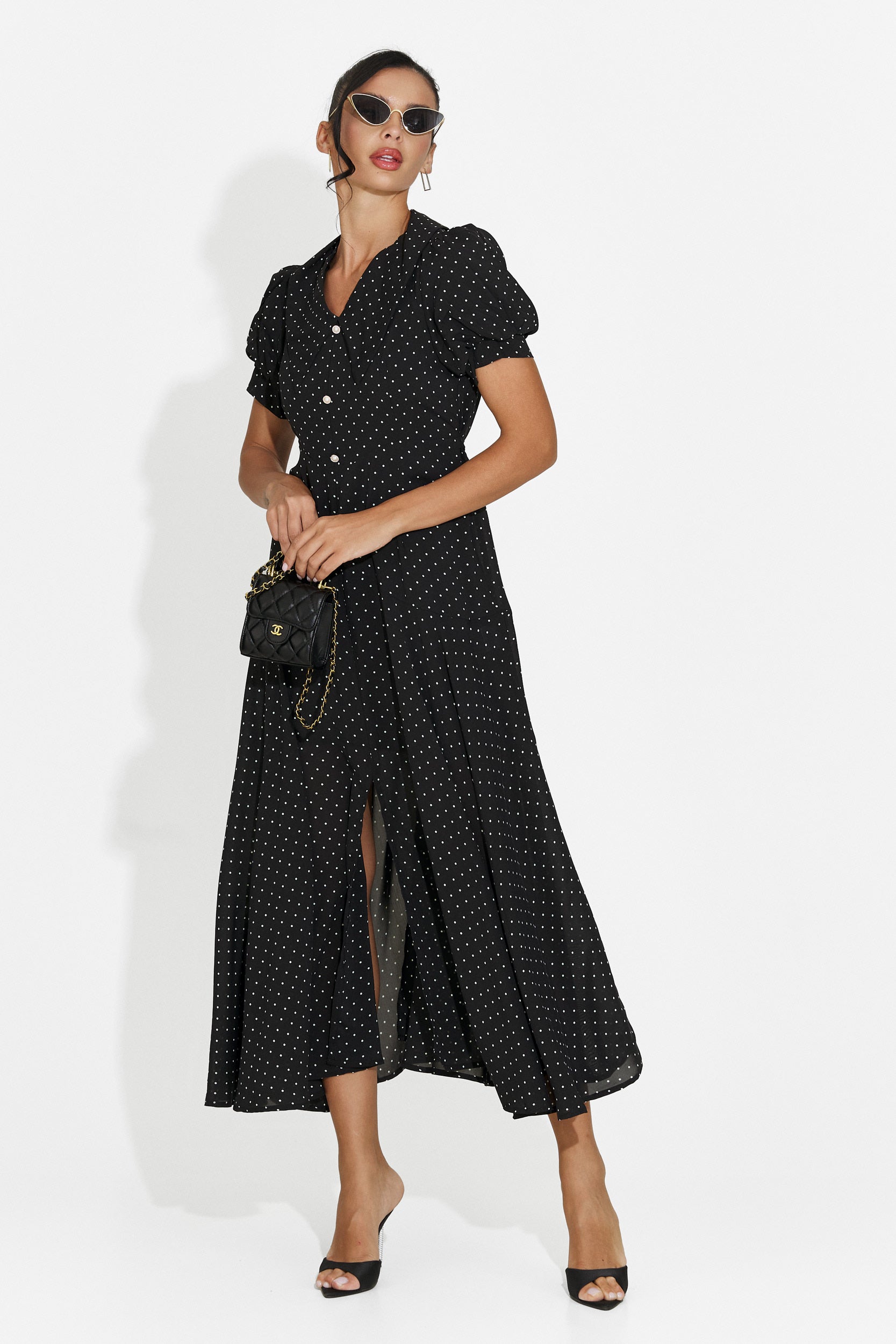 Midi black women's dress Taisiana Bogas
