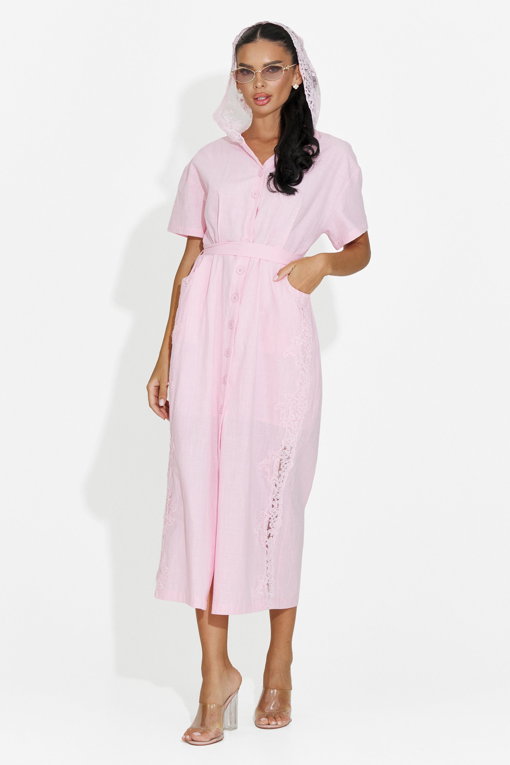 Women's midi pink dress Aneira Bogas
