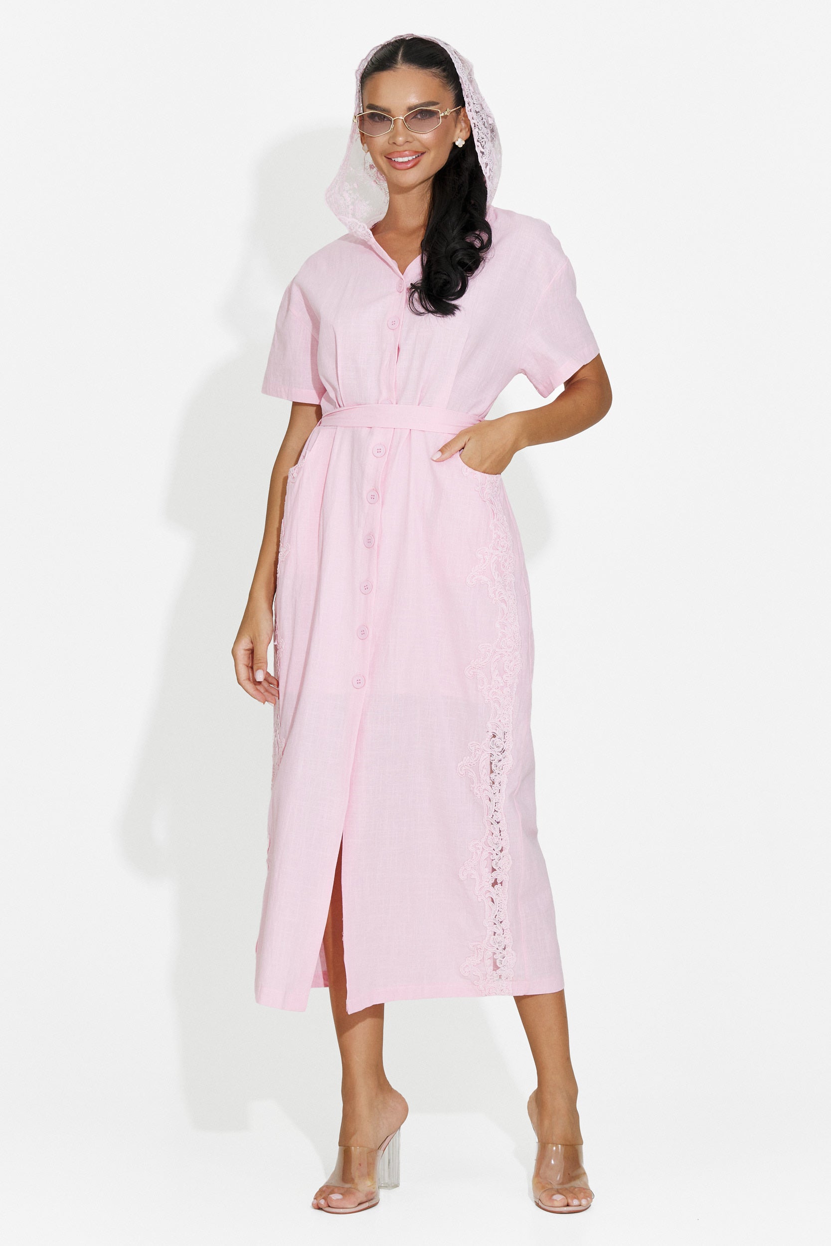 Women's midi pink dress Aneira Bogas