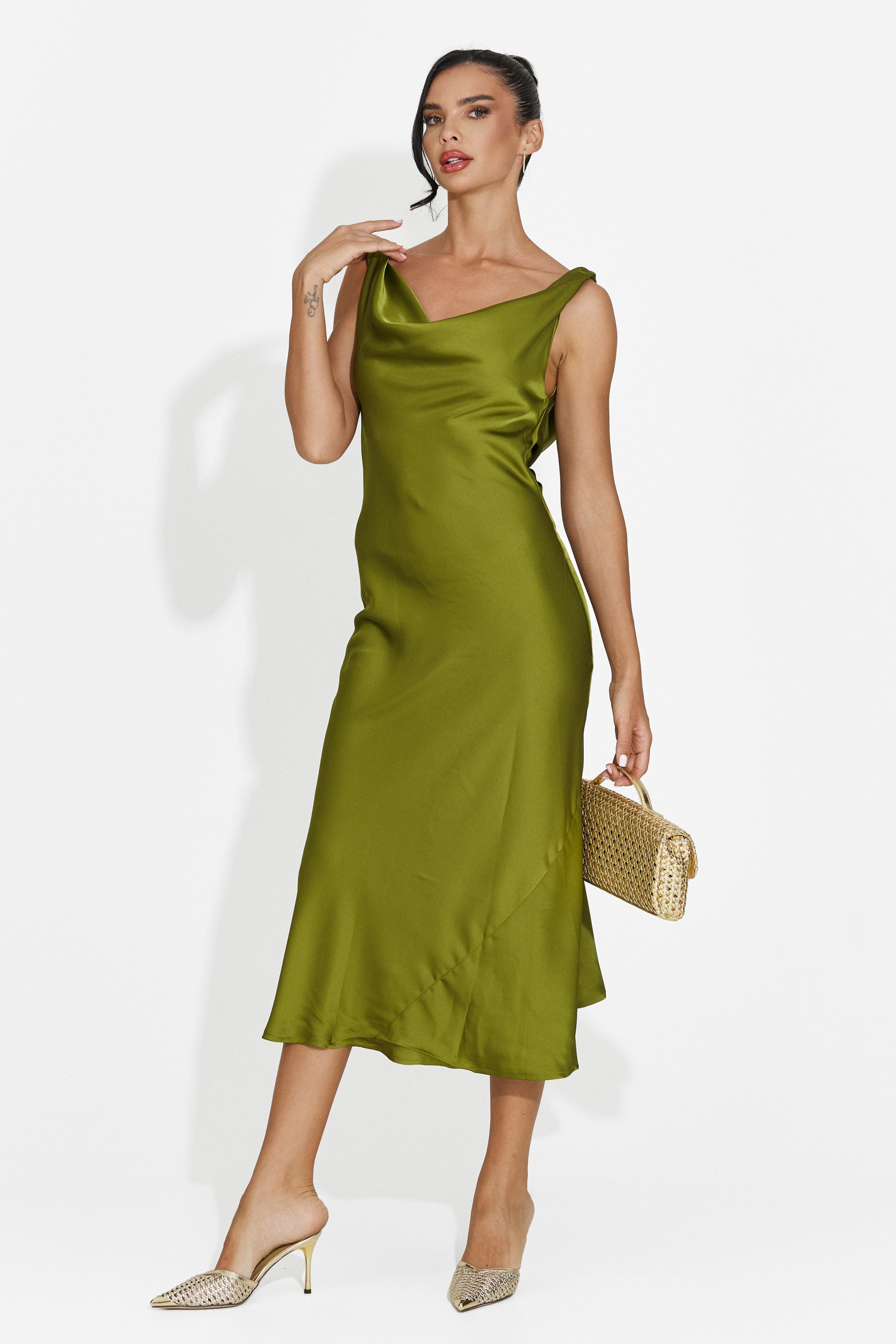 Vestido de mujer midi verde Aliria Bogas