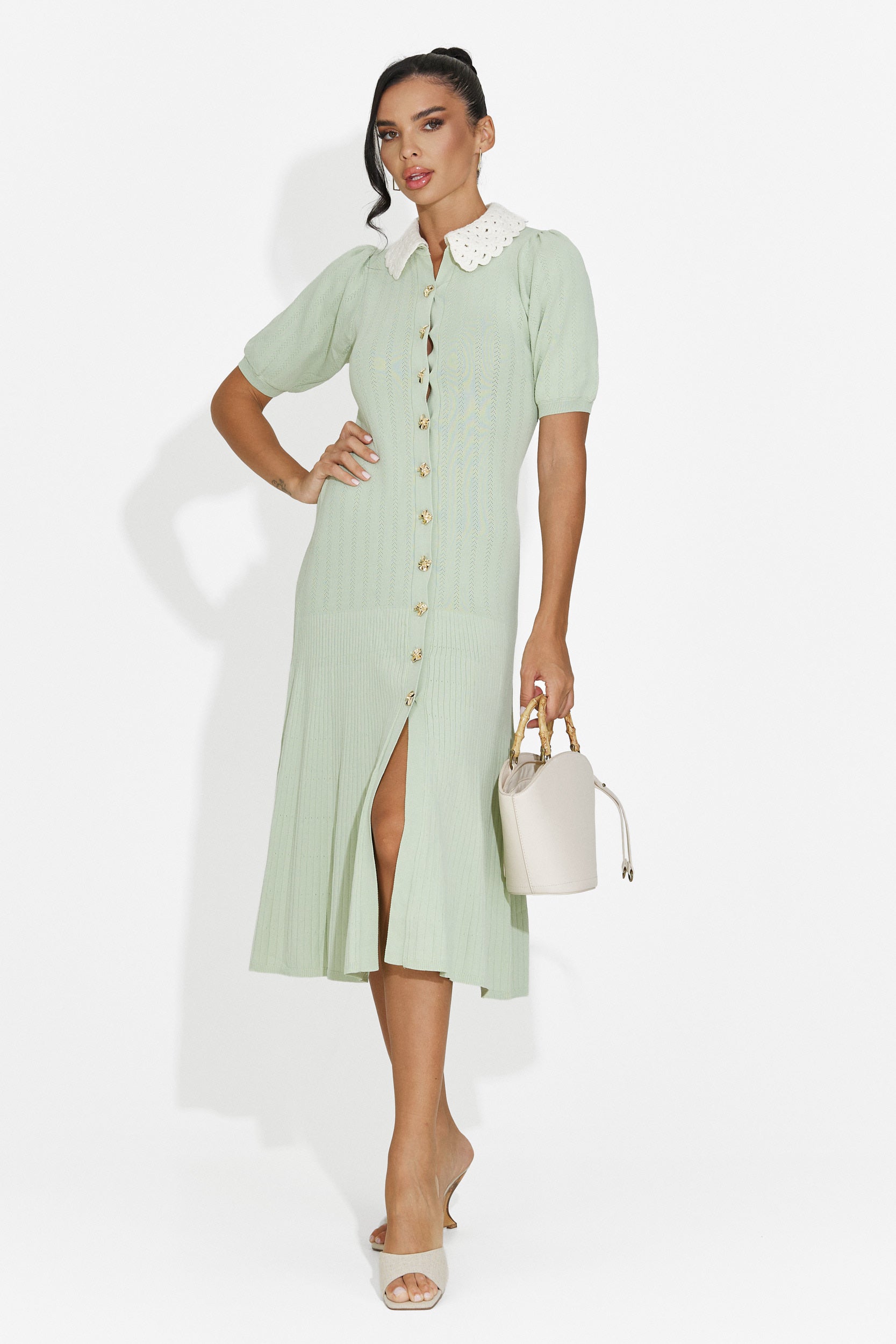 Midi green women's dress Ernesta Bogas