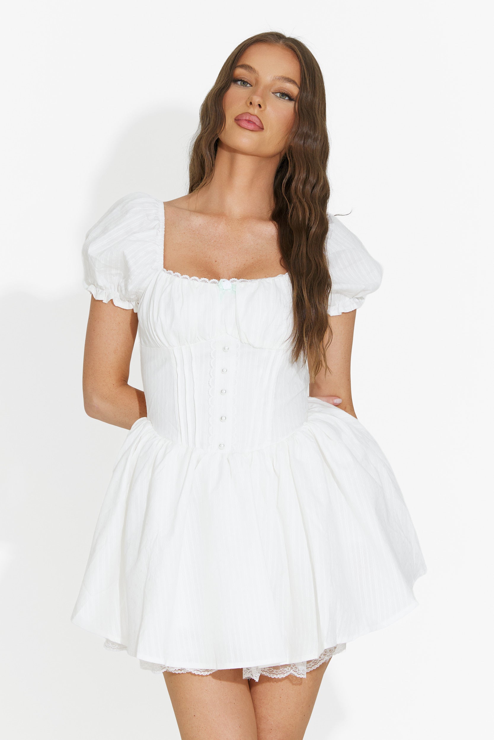 Short white women's dress Alesandria Bogas