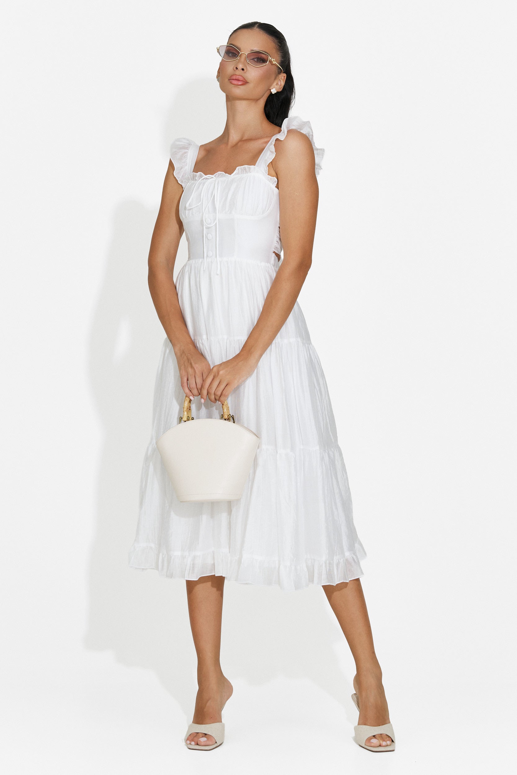 Women's short white dress Camenia Bogas