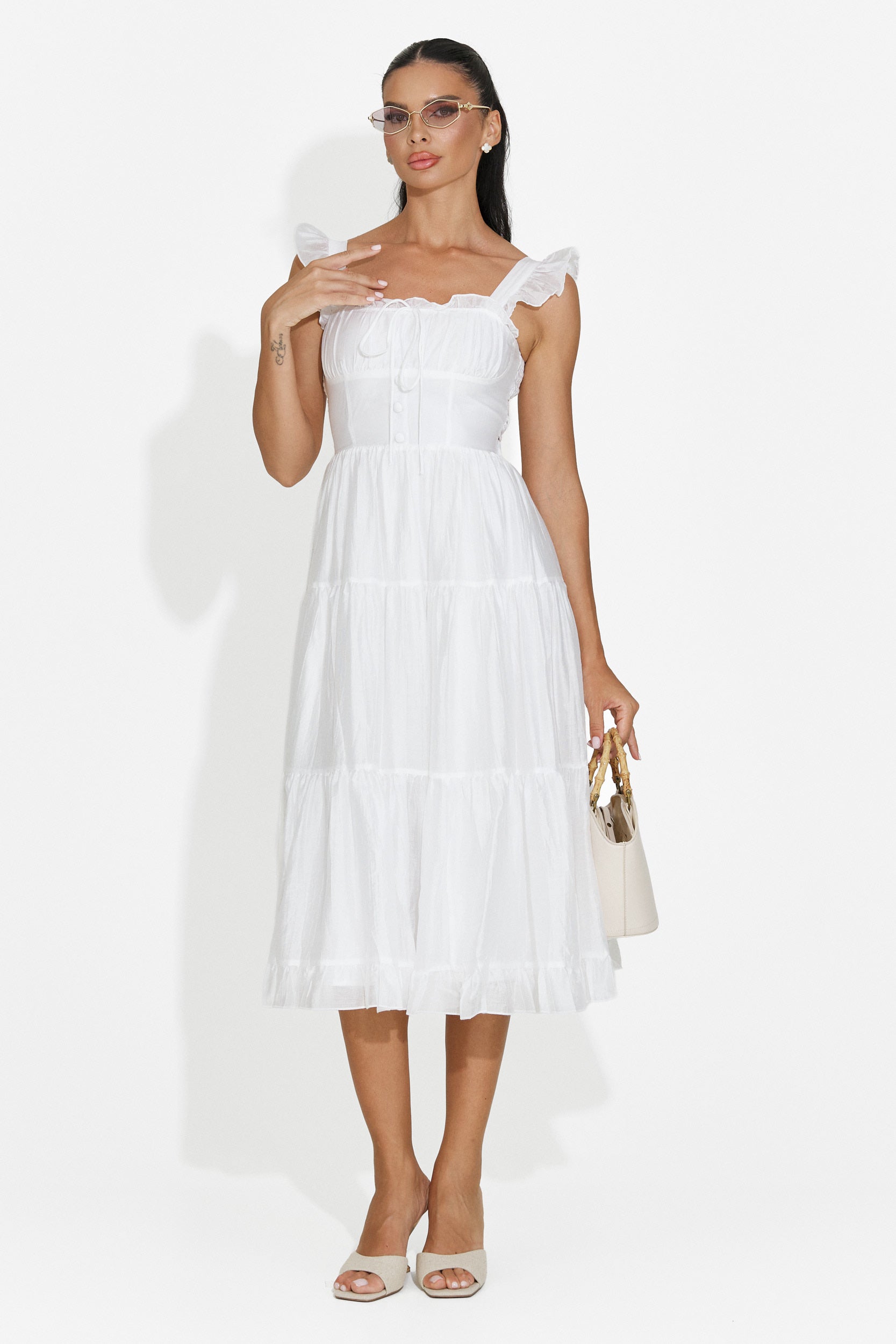 Women's short white dress Camenia Bogas