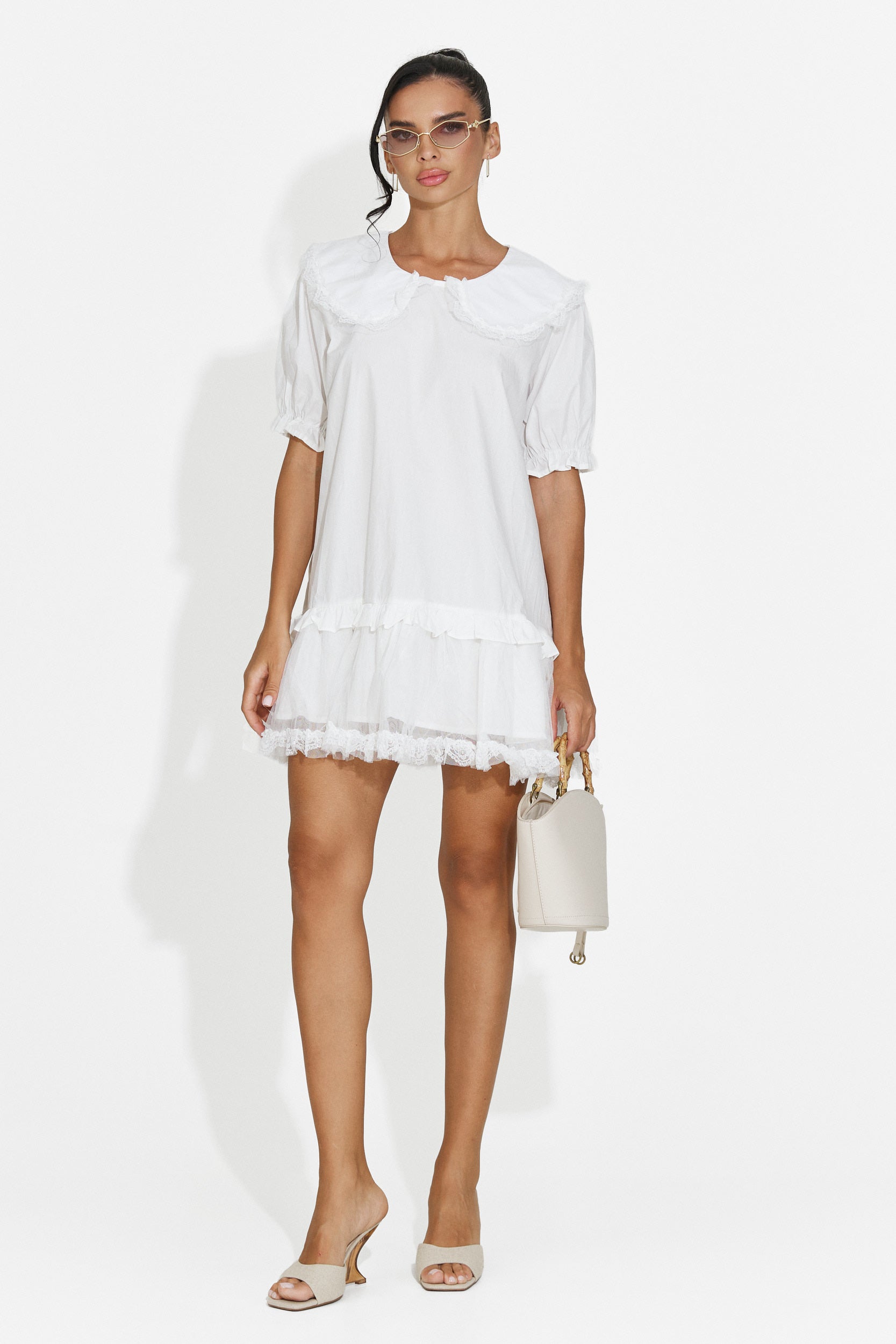 Women's short white dress Furzima Bogas