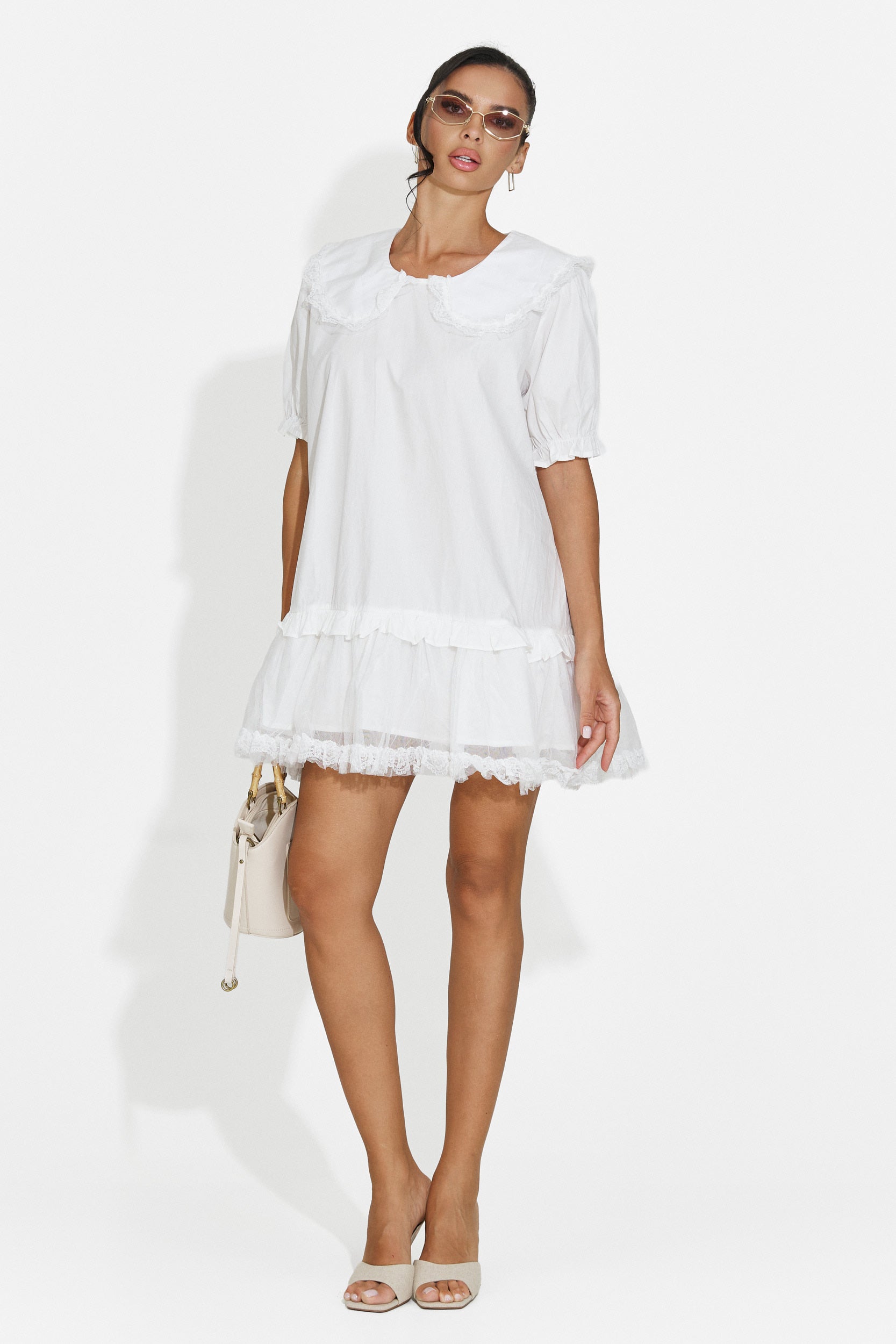 Women's short white dress Furzima Bogas