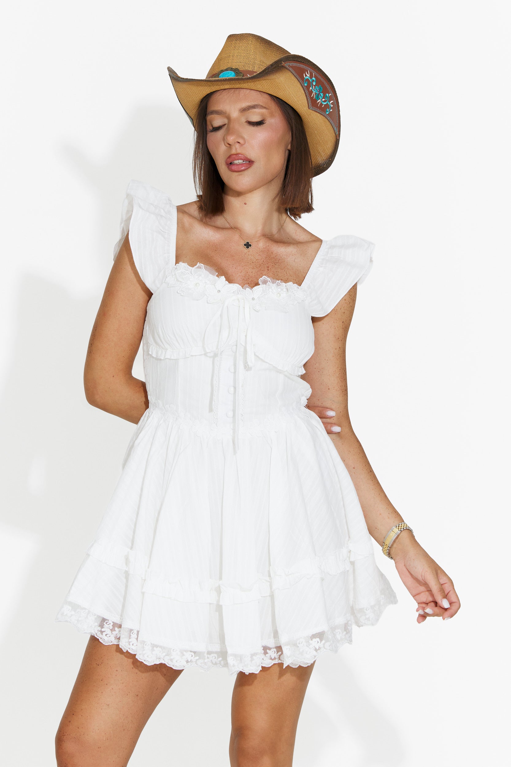 Robe courte blanche pour femme Zoraia Bogas