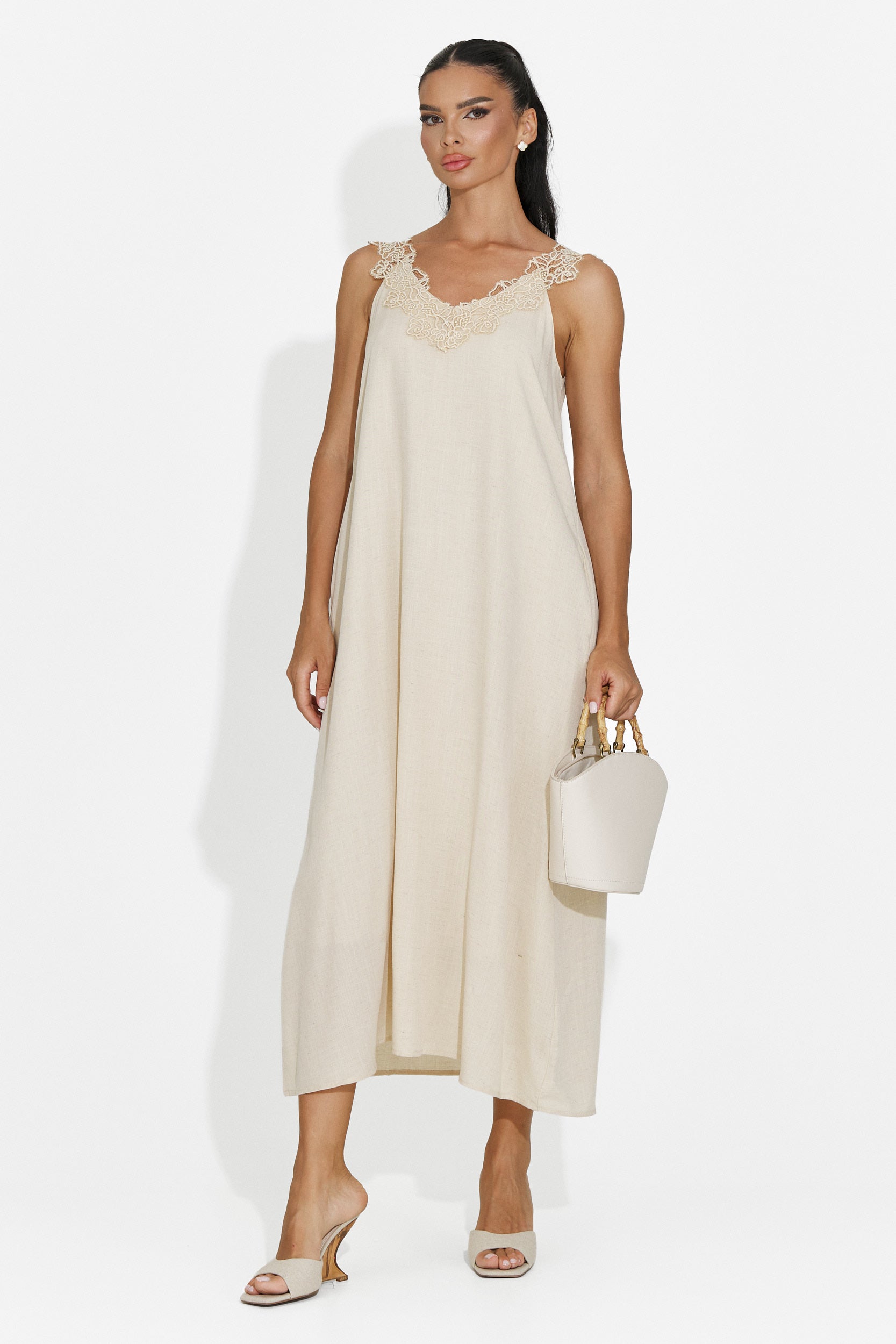 Vestido corto beige para mujer Clarinia Bogas