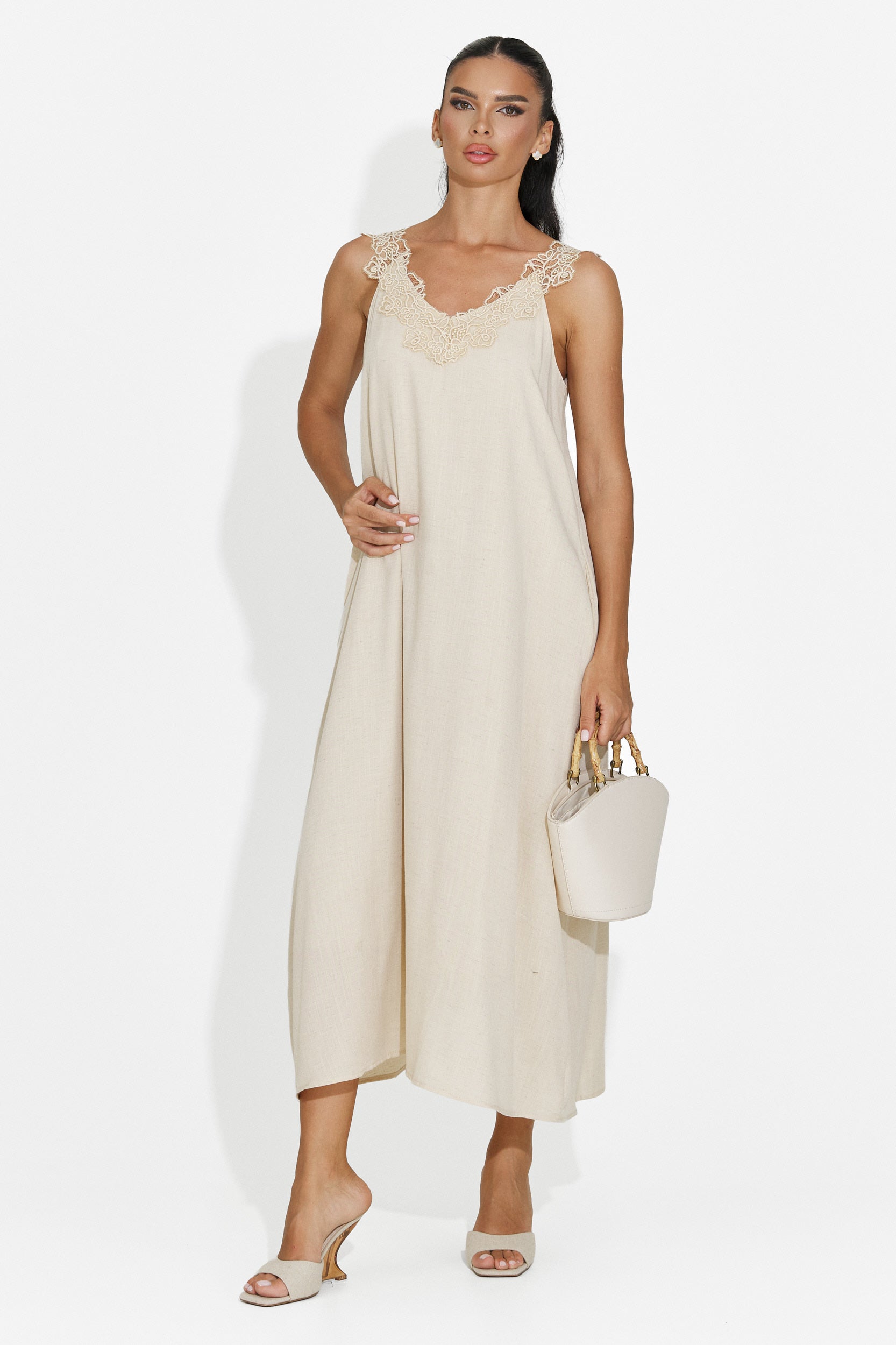 Vestido corto beige para mujer Clarinia Bogas