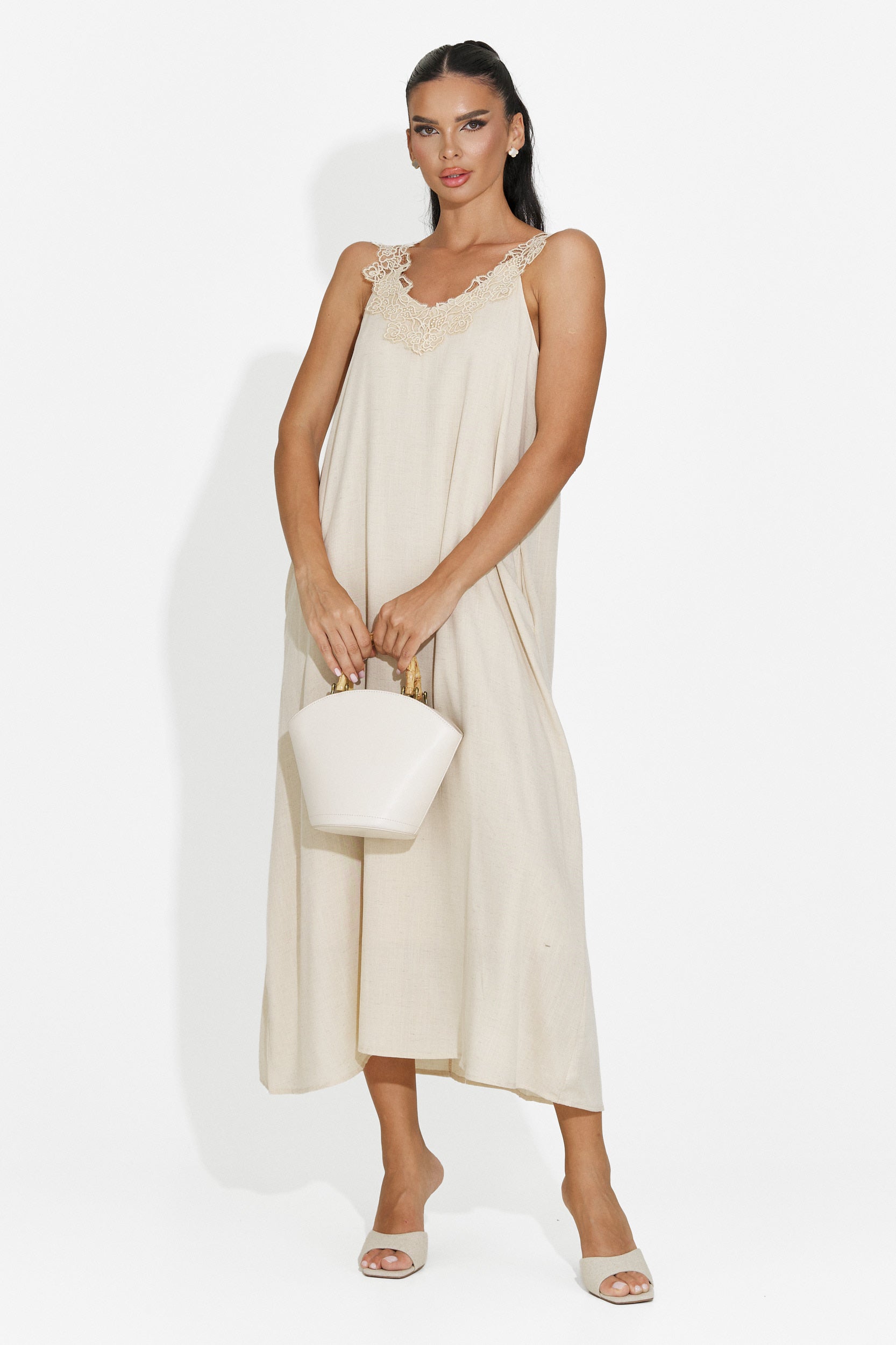 Vestido corto beige para mujer Clarinia Bogas