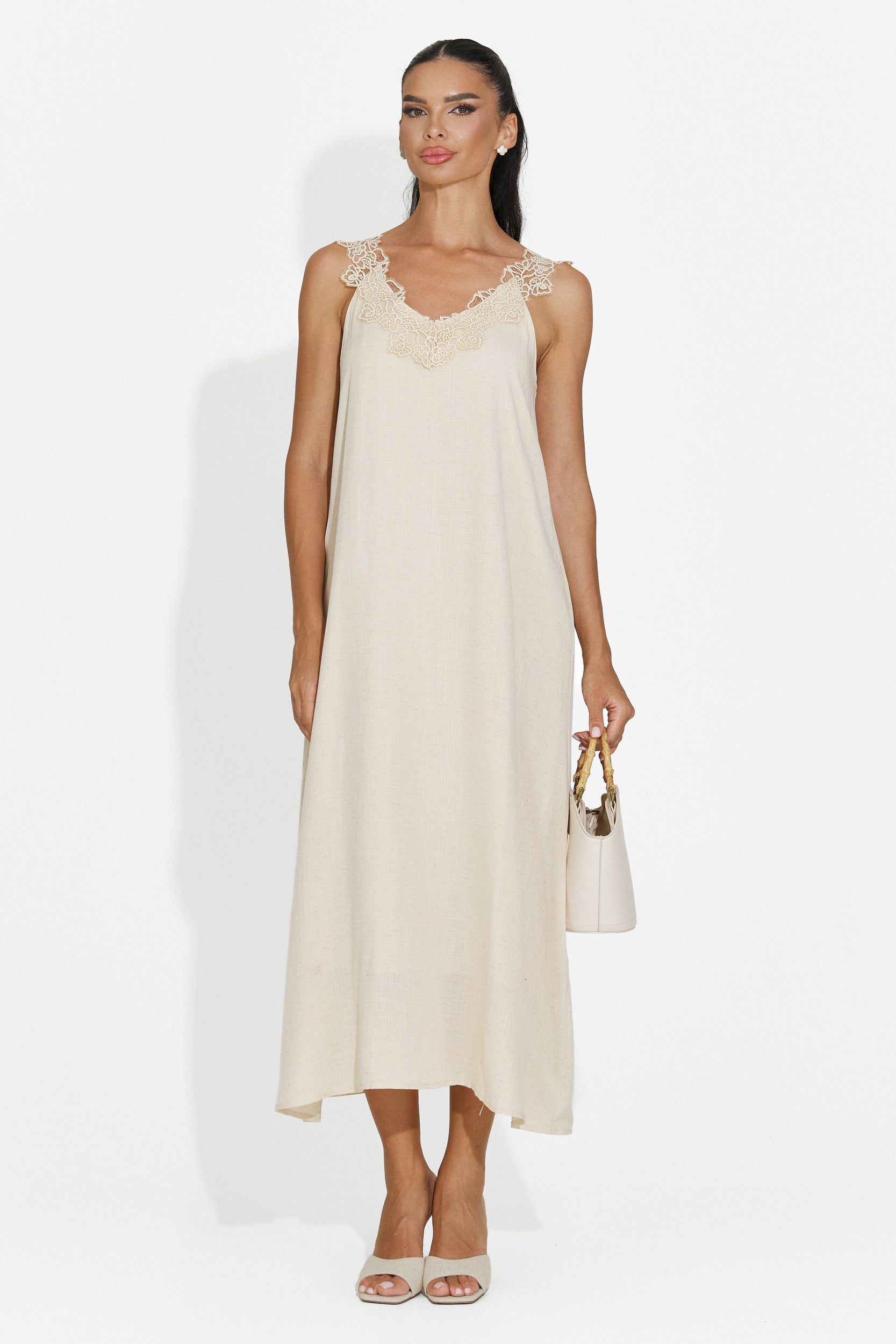 Vestido corto beige para mujer Clarinia Bogas