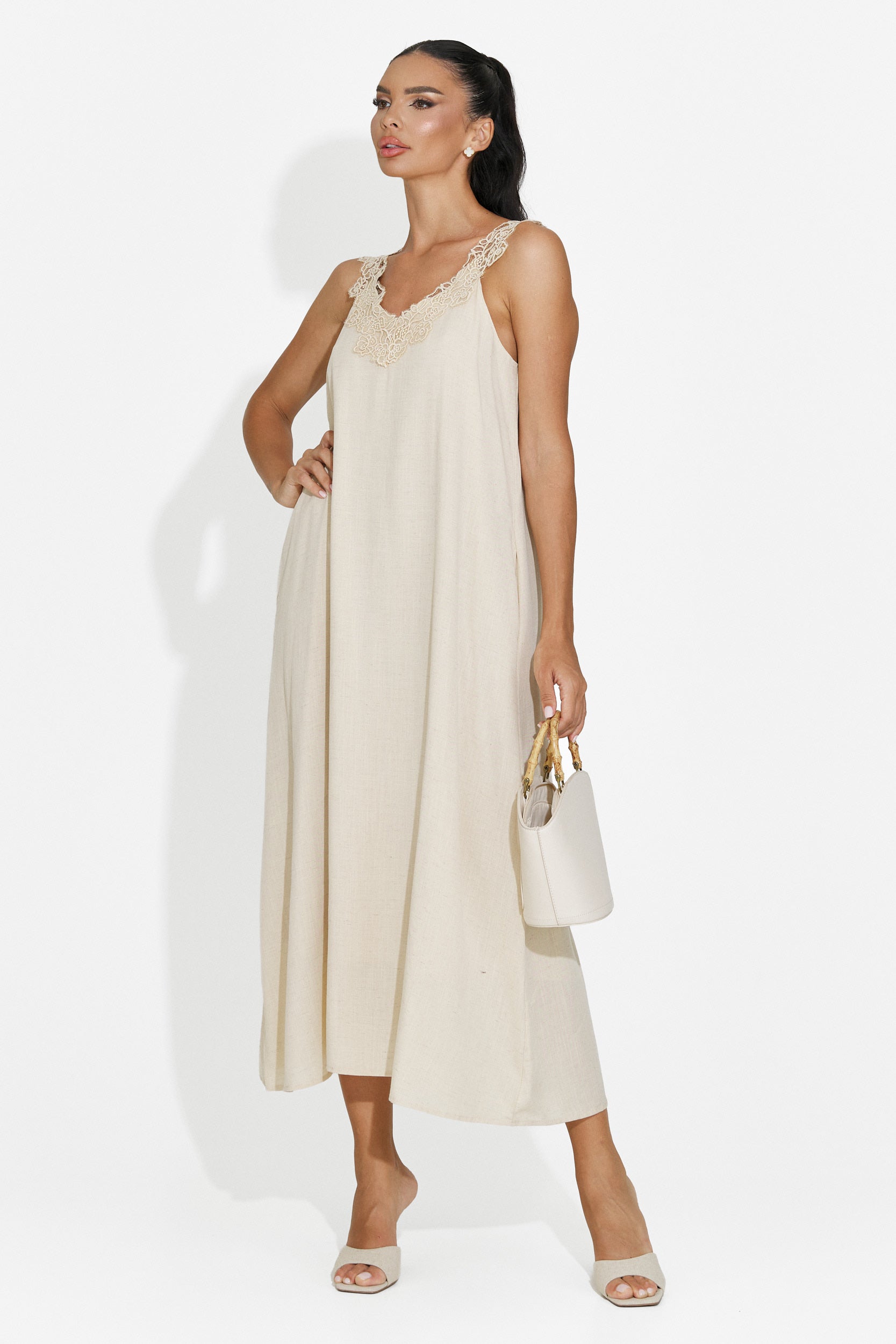 Vestido corto beige para mujer Clarinia Bogas