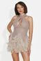 Rochie dama scurta bej Isolde Bogas
