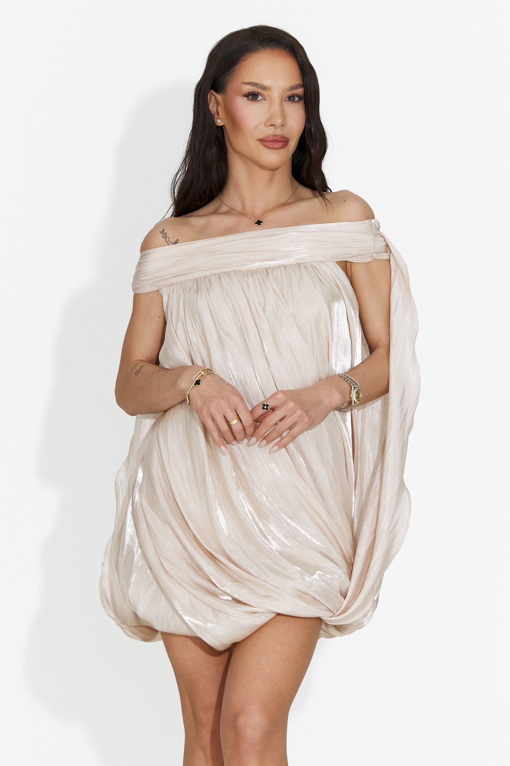 Rochie dama scurta bej Perya Bogas