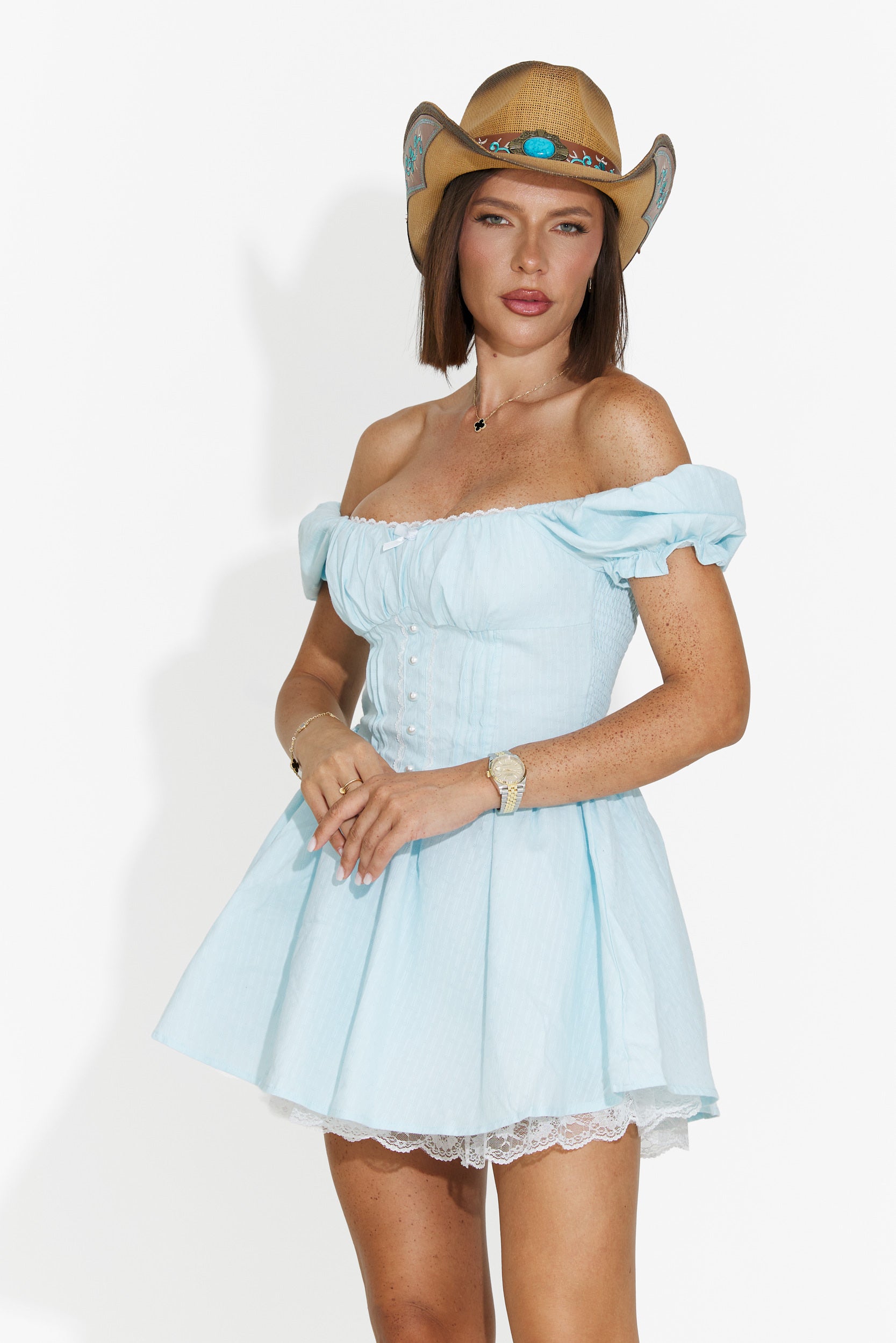 Vestido corto azul de mujer Alesandria Bogas