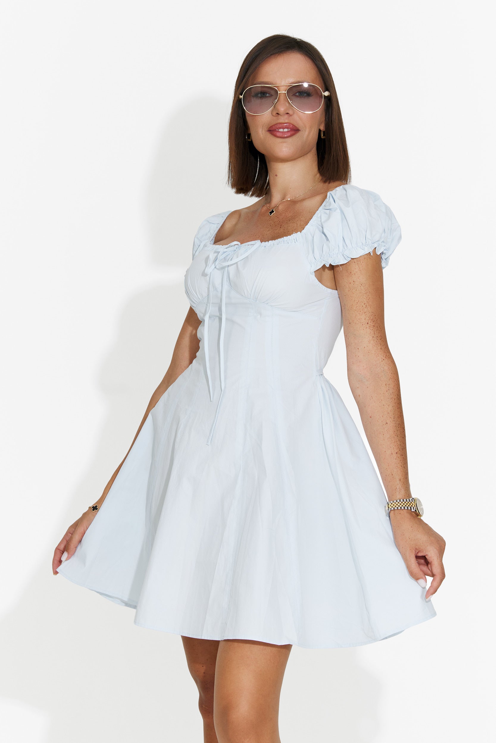 Women's short light blue dress Eliera Bogas